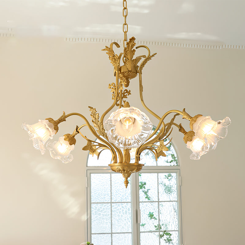 Lifestyle image showing the chandelier in a modern home interior.