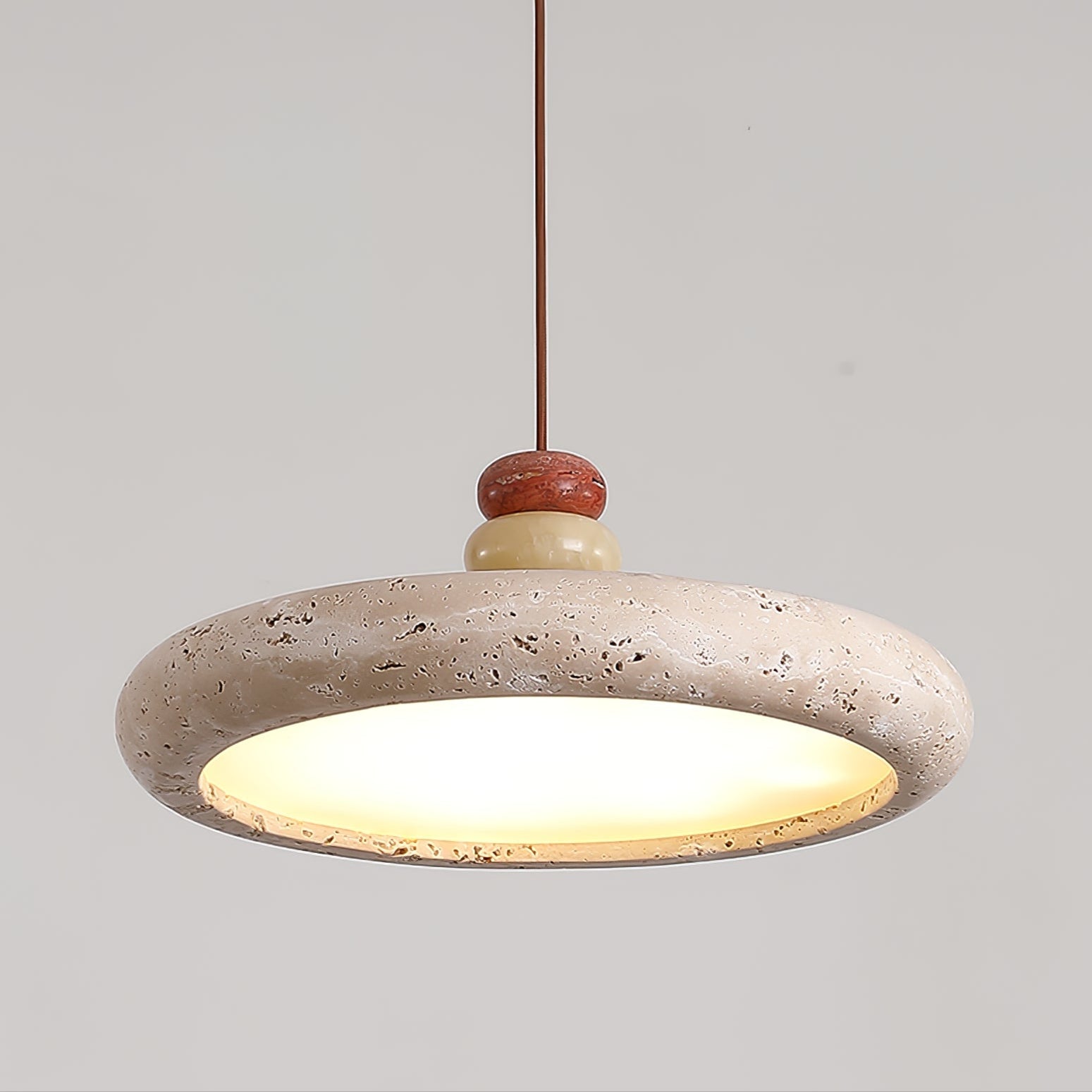 Cuvarora Disc Travertine Pendant Light-Neutral Decor