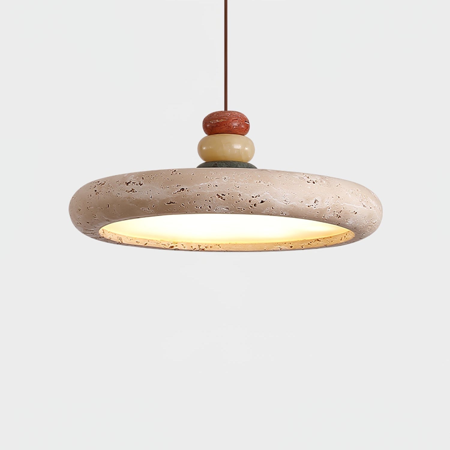 Cuvarora Disc Travertine Pendant Light-Neutral Decor