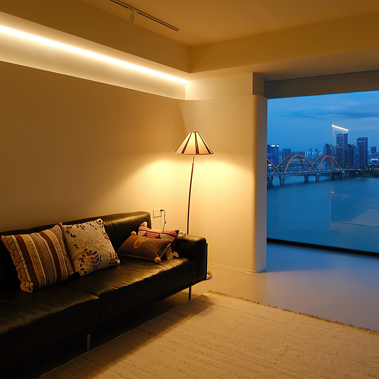 The Dornstab Floor Lamp shown from a side angle against a neutral wall.
