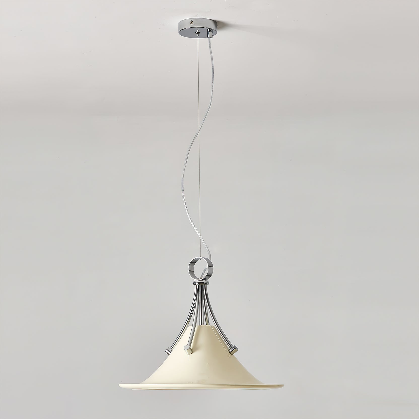 Dottie Pendant Light in Cream finish, front view.