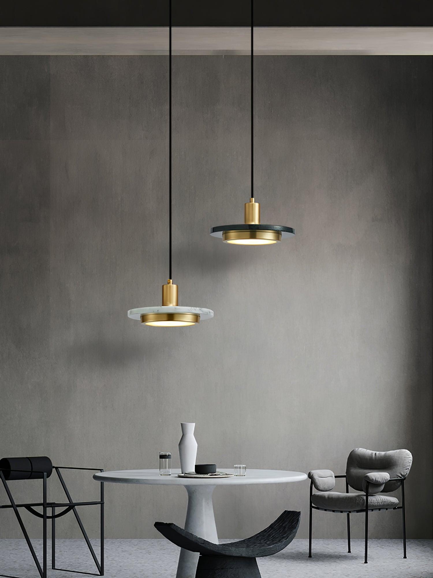 Bram Pendant Lamp Marble Double Circle Modern-Neutral Decor