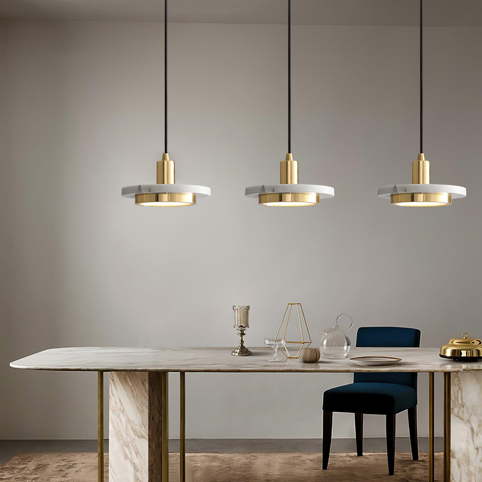 Bram Pendant Lamp Marble Double Circle Modern-Neutral Decor