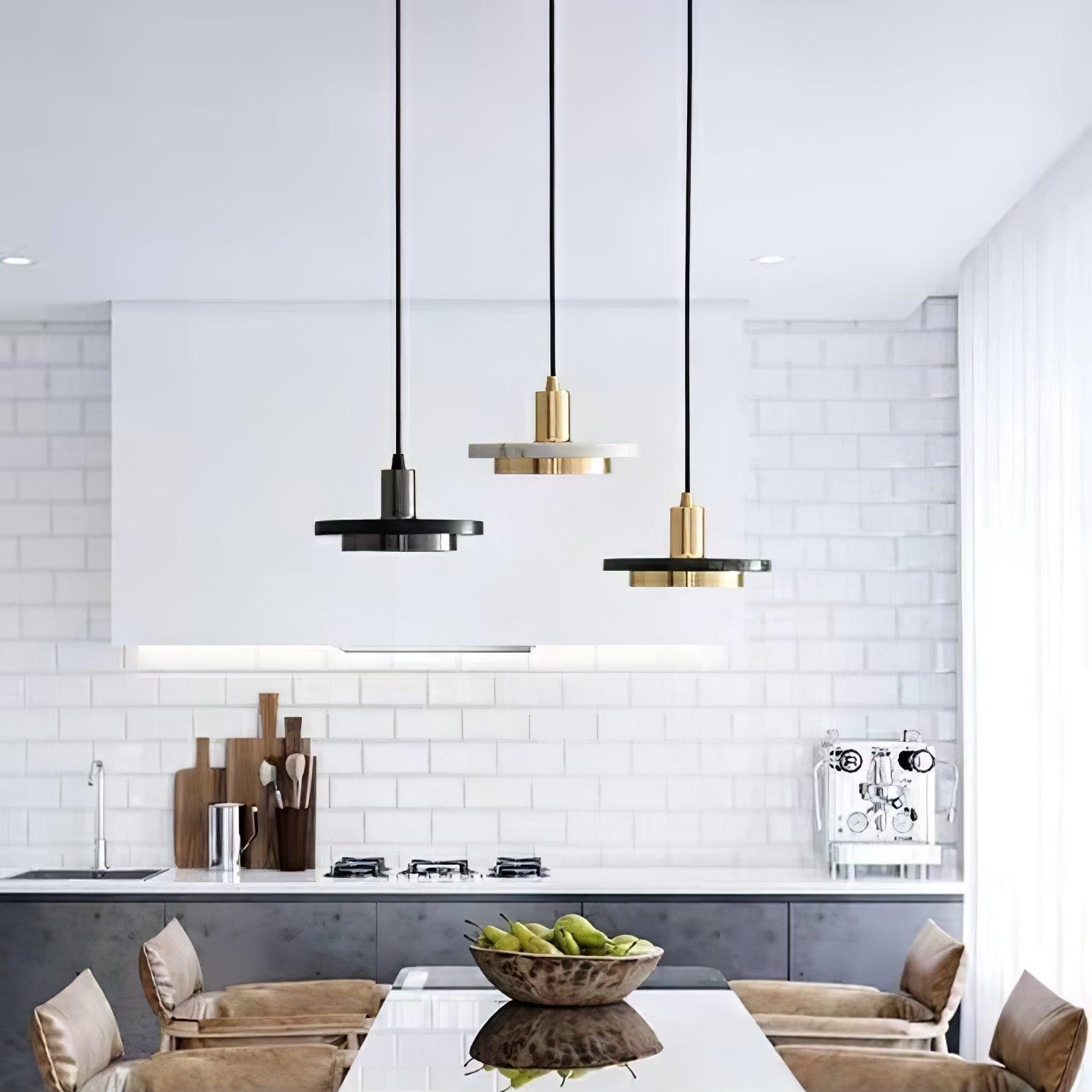 Bram Pendant Lamp Marble Double Circle Modern-Neutral Decor
