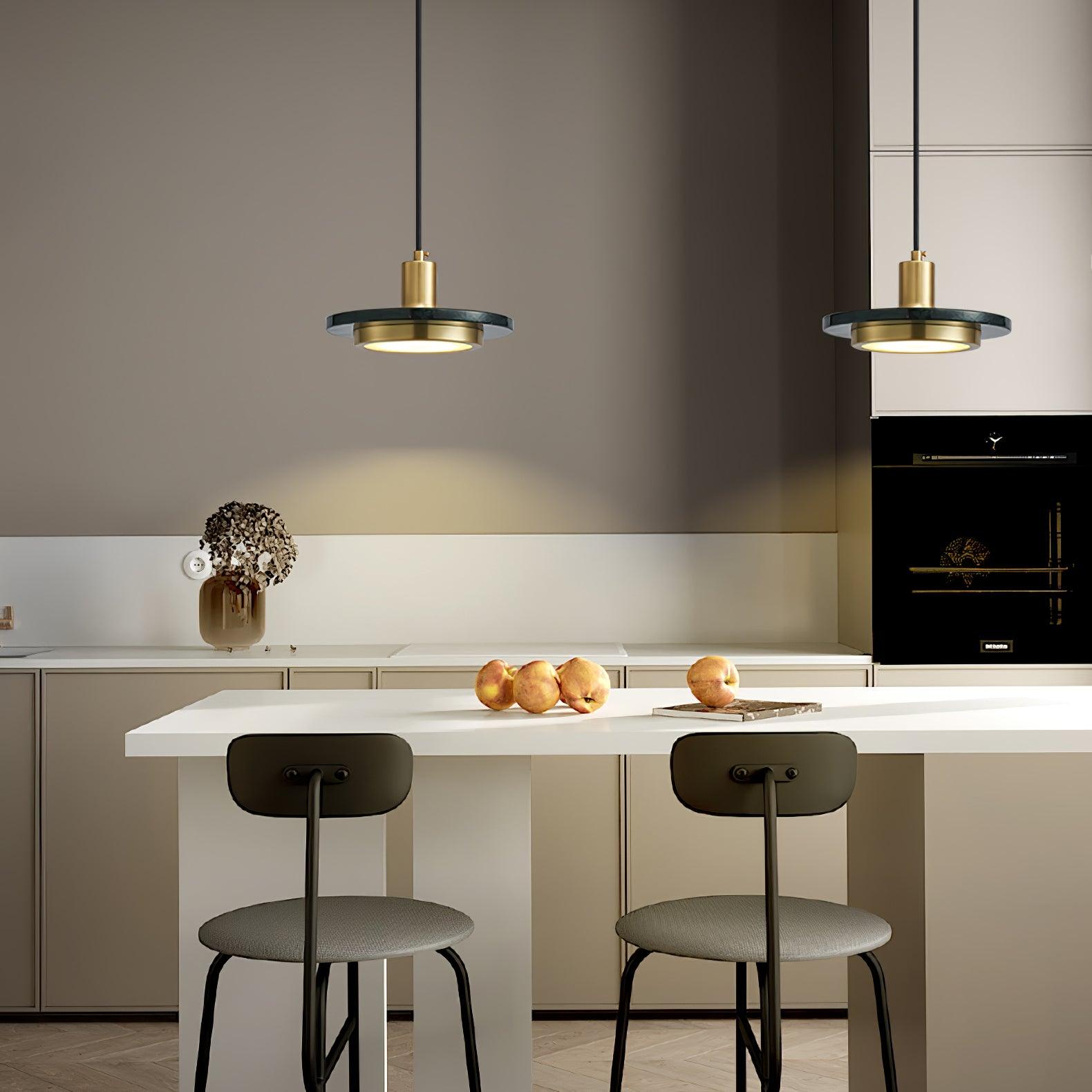 Bram Pendant Lamp Marble Double Circle Modern-Neutral Decor