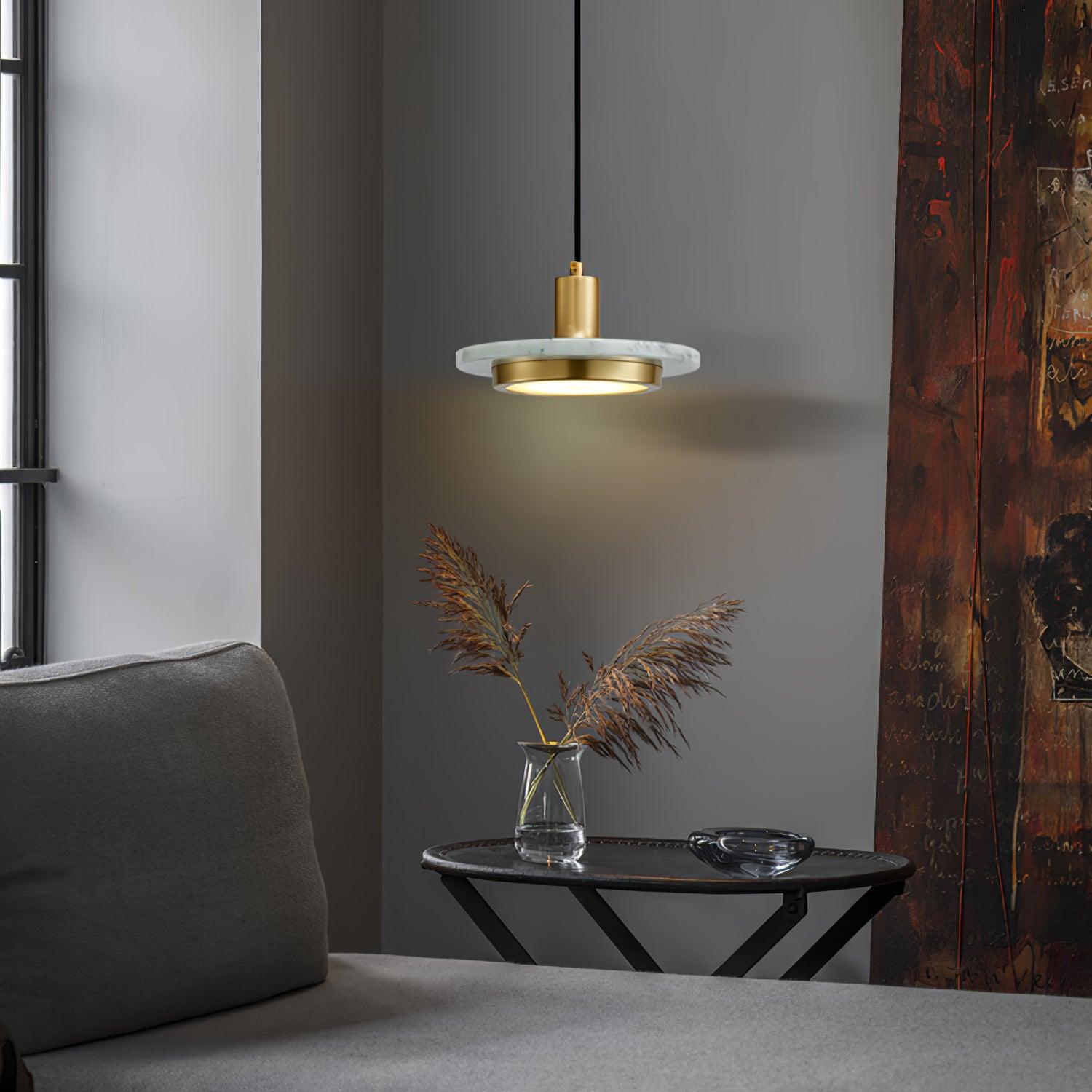 Bram Pendant Lamp Marble Double Circle Modern-Neutral Decor