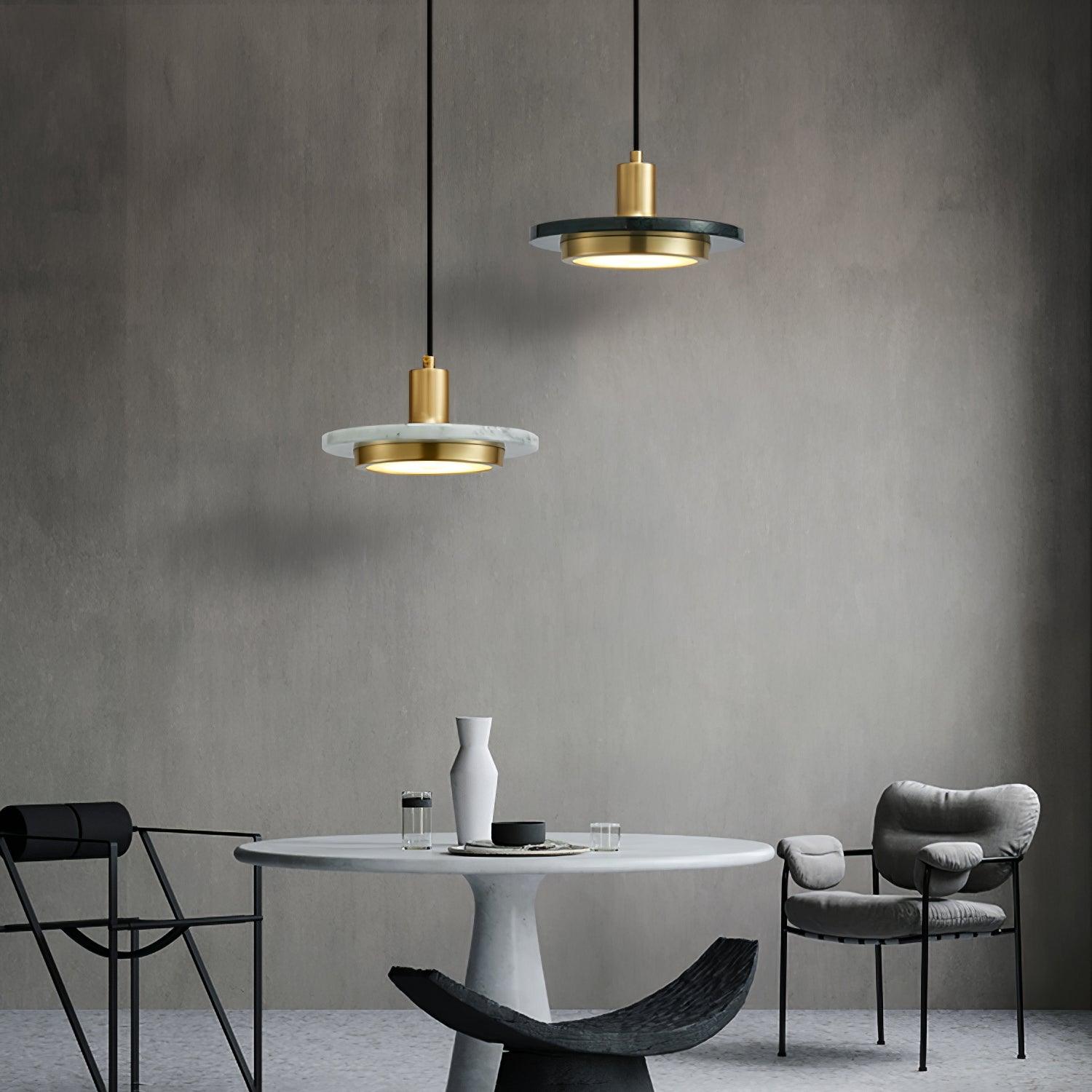 Bram Pendant Lamp Marble Double Circle Modern-Neutral Decor