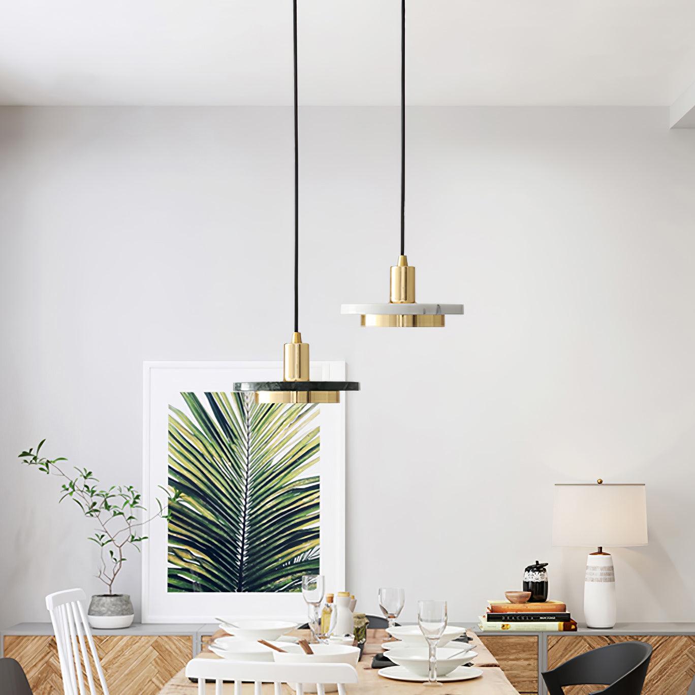 Bram Pendant Lamp Marble Double Circle Modern-Neutral Decor