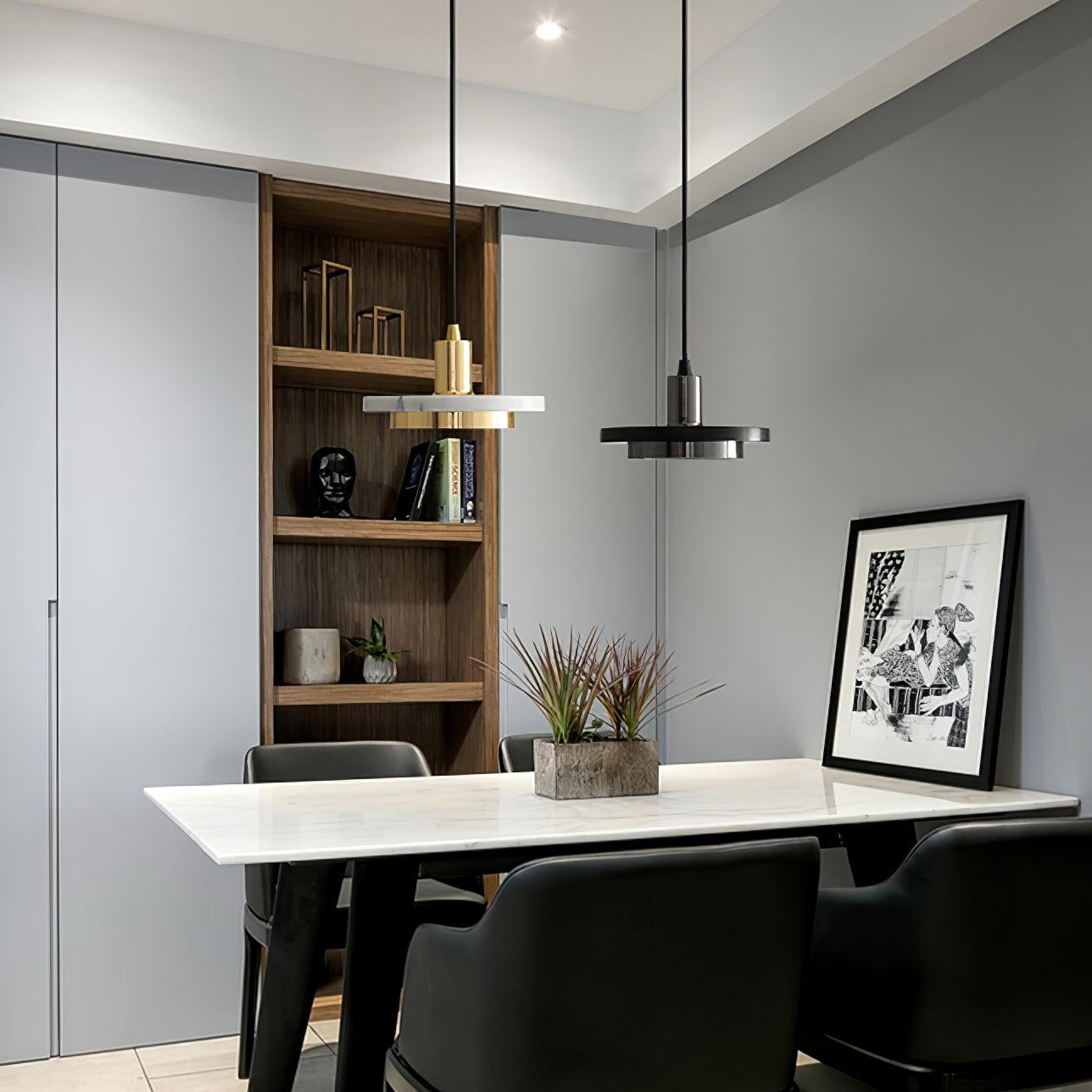 Bram Pendant Lamp Marble Double Circle Modern-Neutral Decor