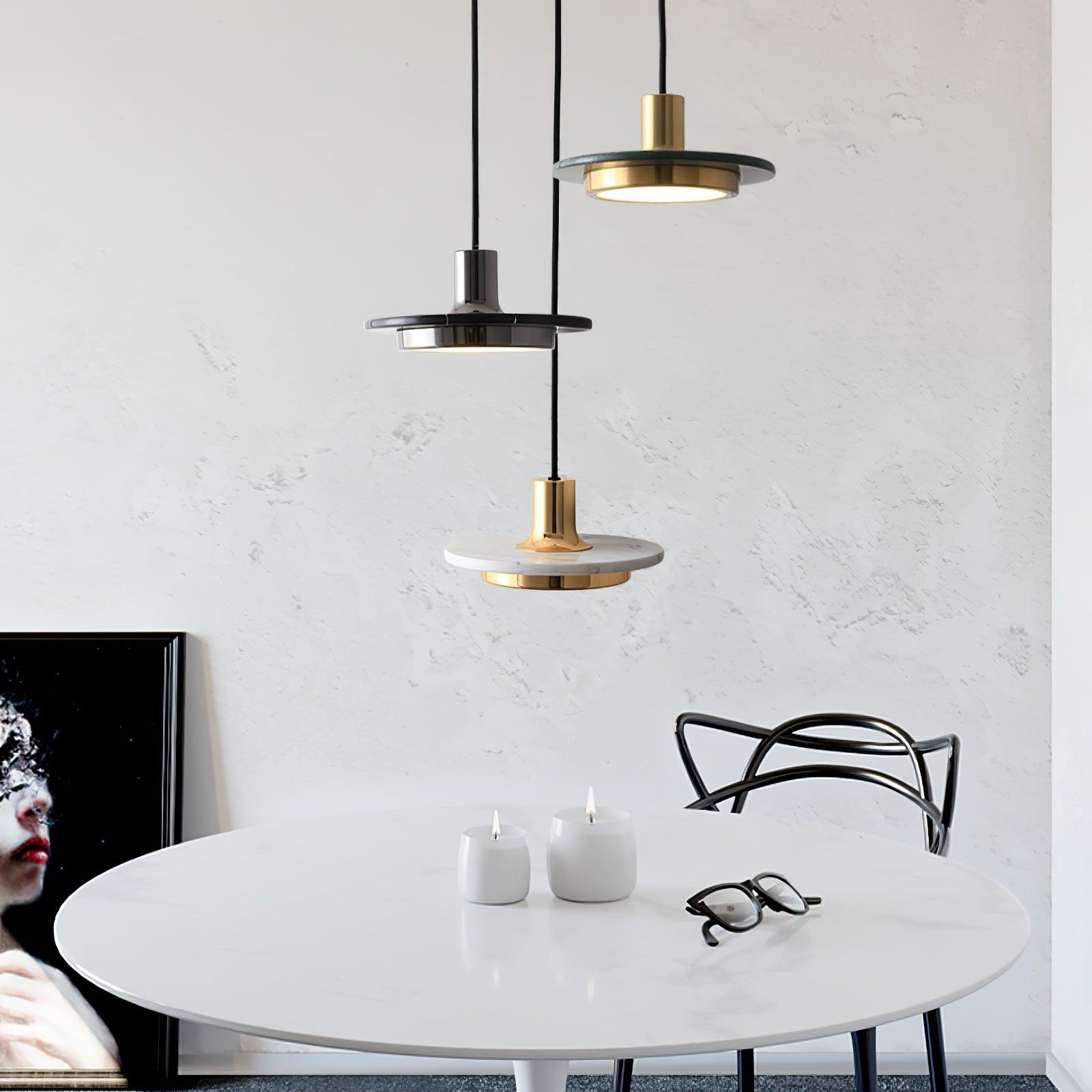 Bram Pendant Lamp Marble Double Circle Modern-Neutral Decor