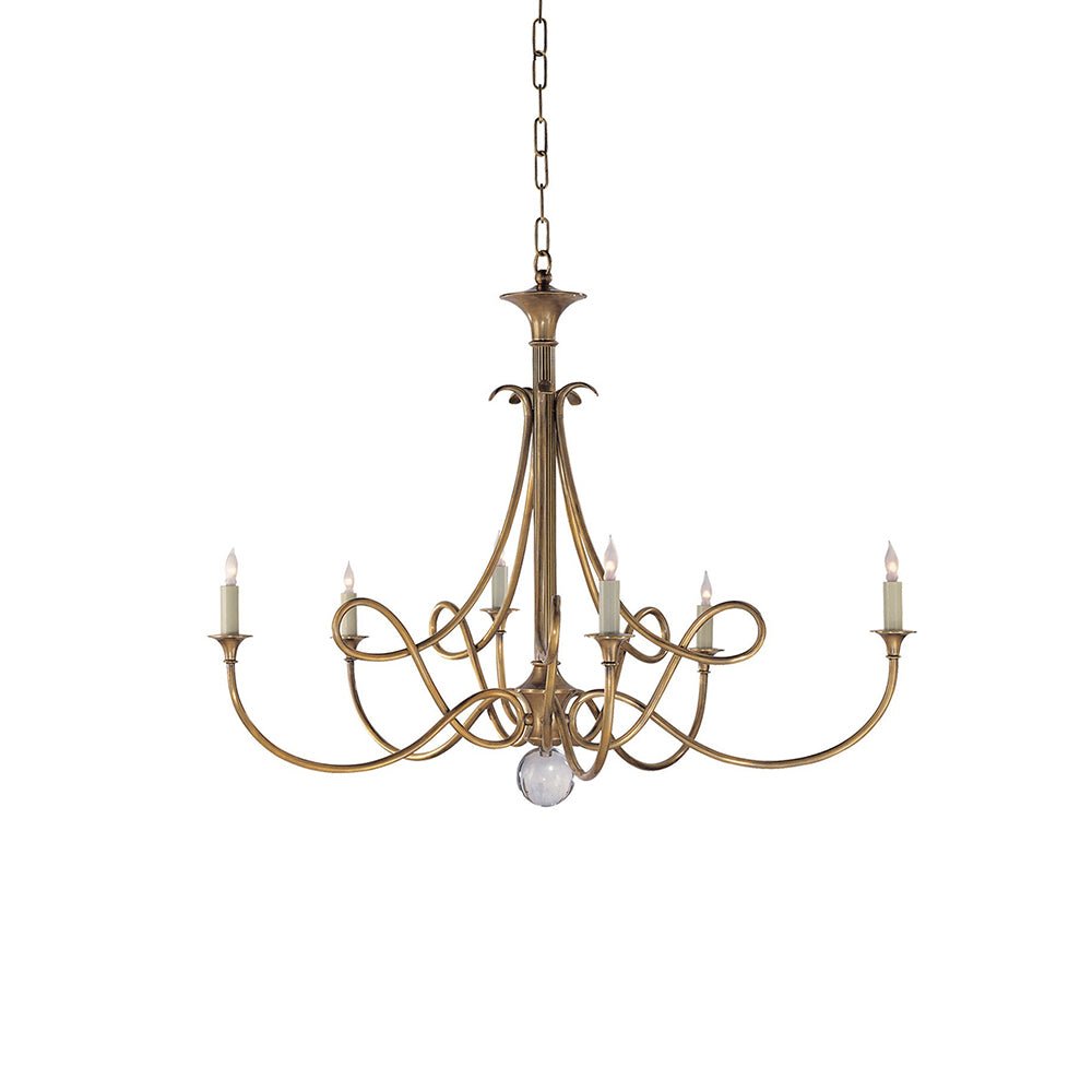 Efra Chandelier Brass Double Twist Candelabra Crystal-Neutral Decor