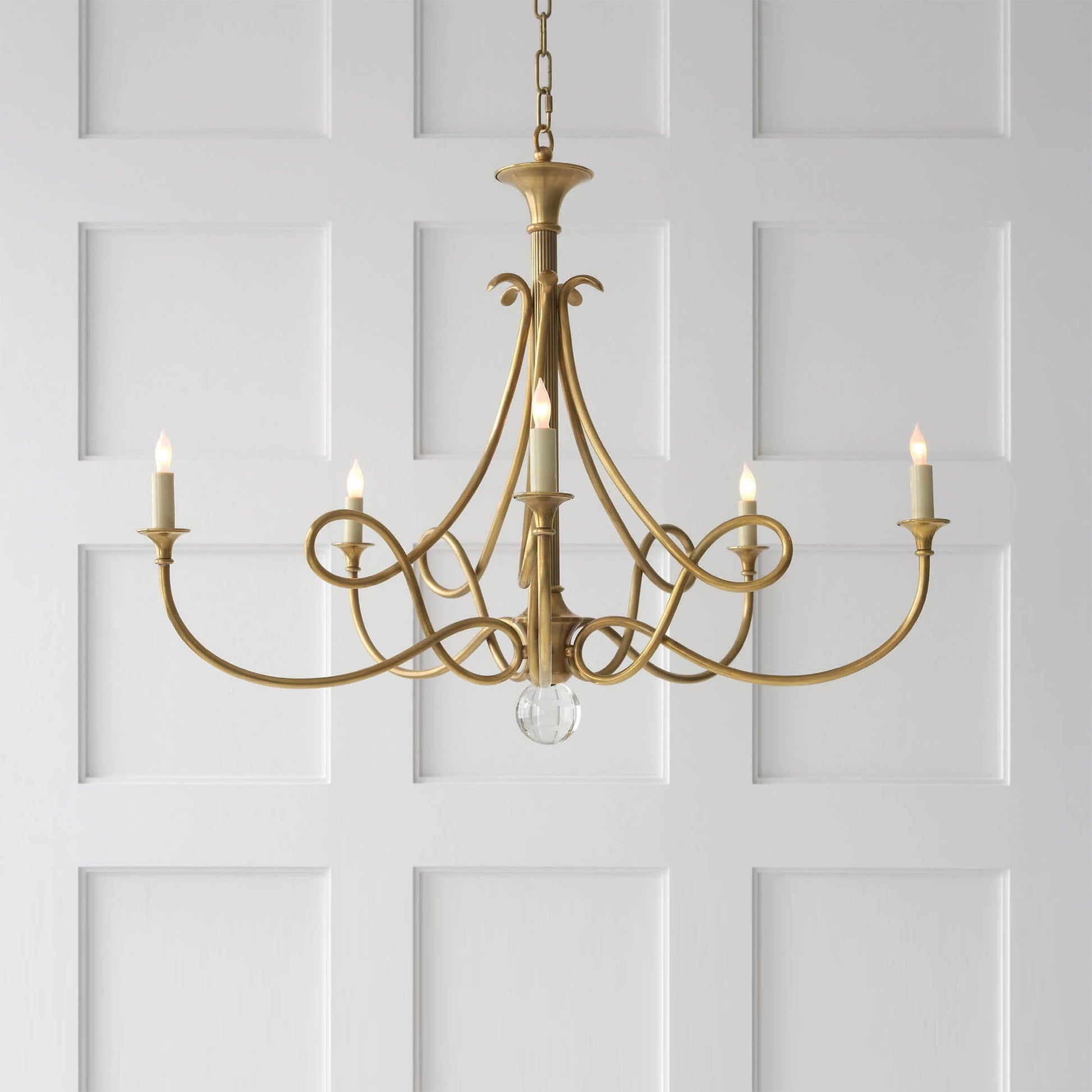 Efra Chandelier Brass Double Twist Candelabra Crystal-Neutral Decor
