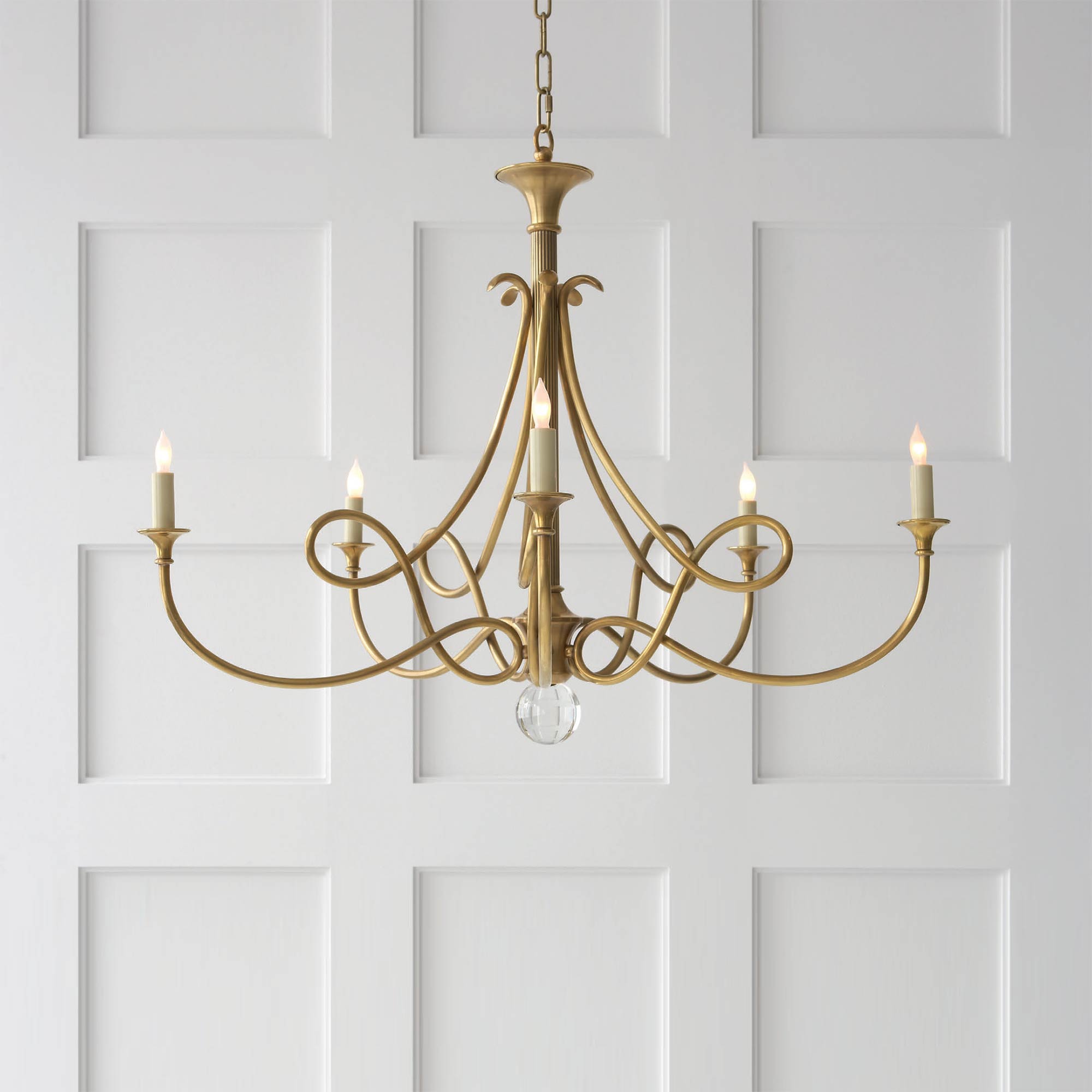 Efra Chandelier Brass Double Twist Candelabra Crystal-Neutral Decor