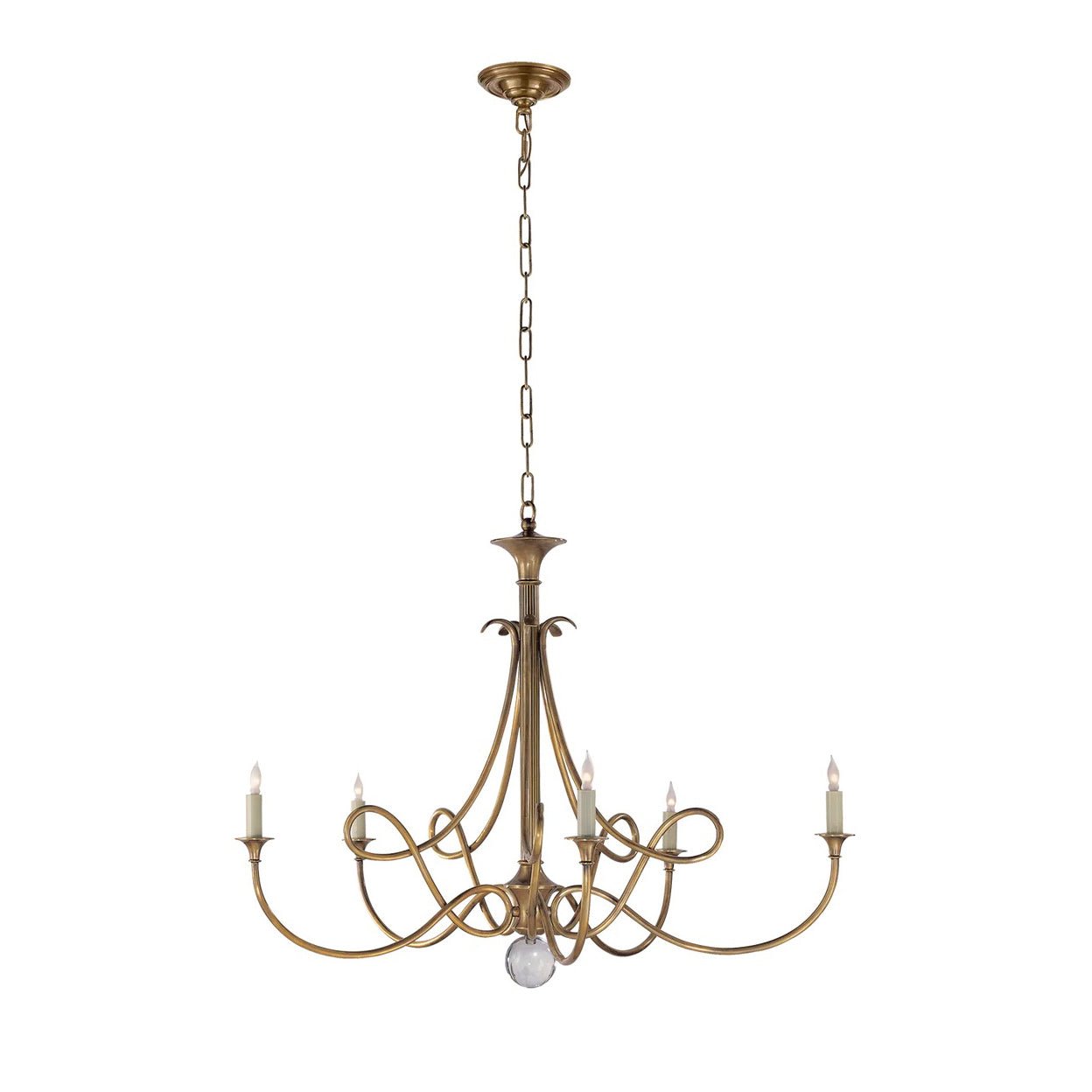 Efra Chandelier Brass Double Twist Candelabra Crystal-Neutral Decor