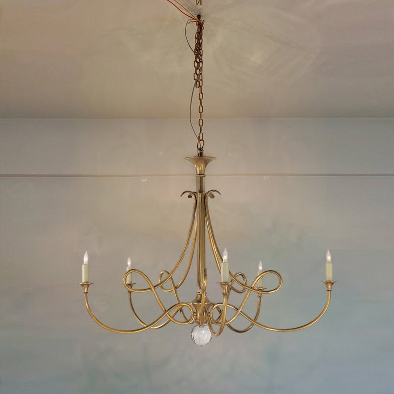 Efra Chandelier Brass Double Twist Candelabra Crystal-Neutral Decor