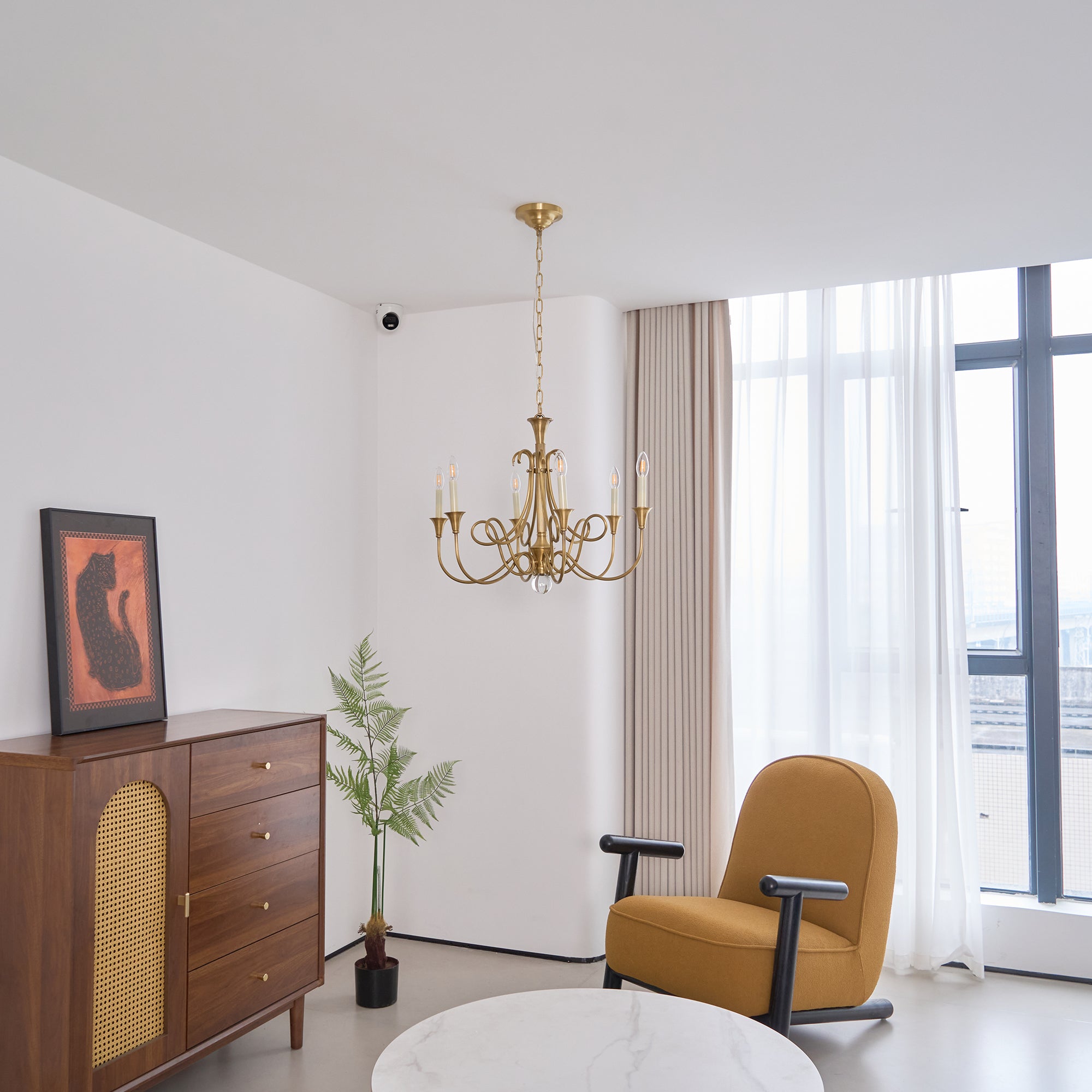 Efra Chandelier Brass Double Twist Candelabra Crystal-Neutral Decor