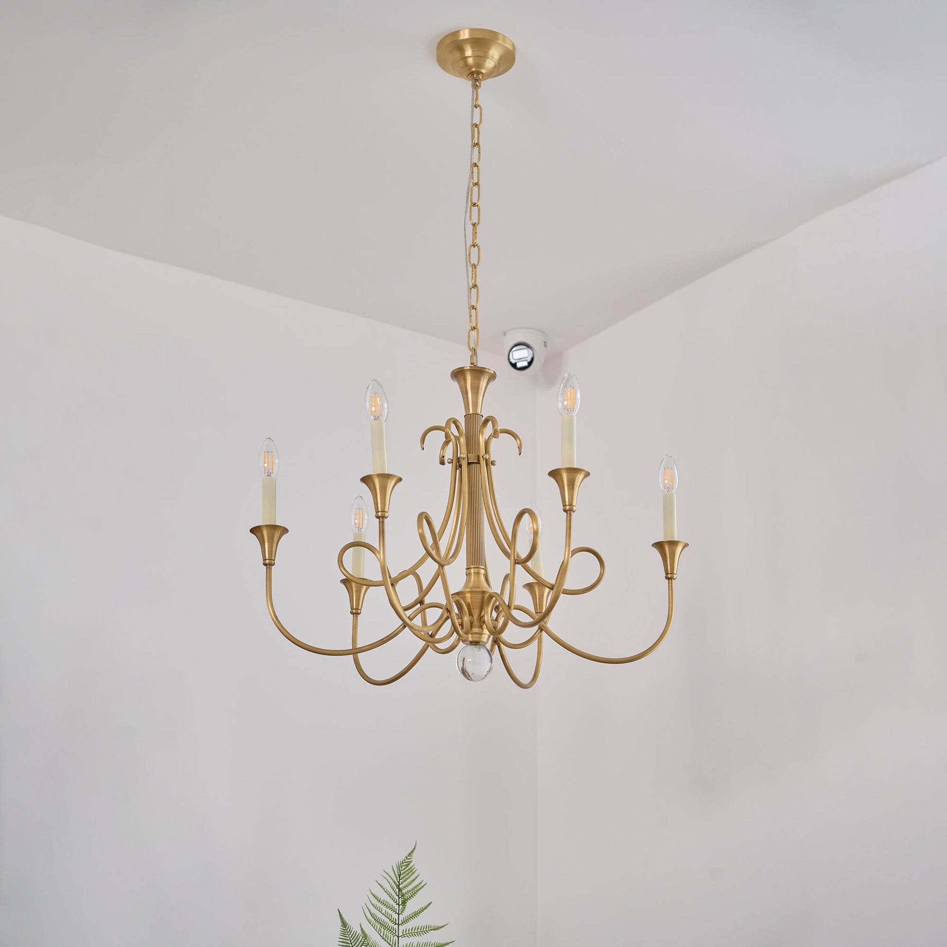 Efra Chandelier Brass Double Twist Candelabra Crystal-Neutral Decor
