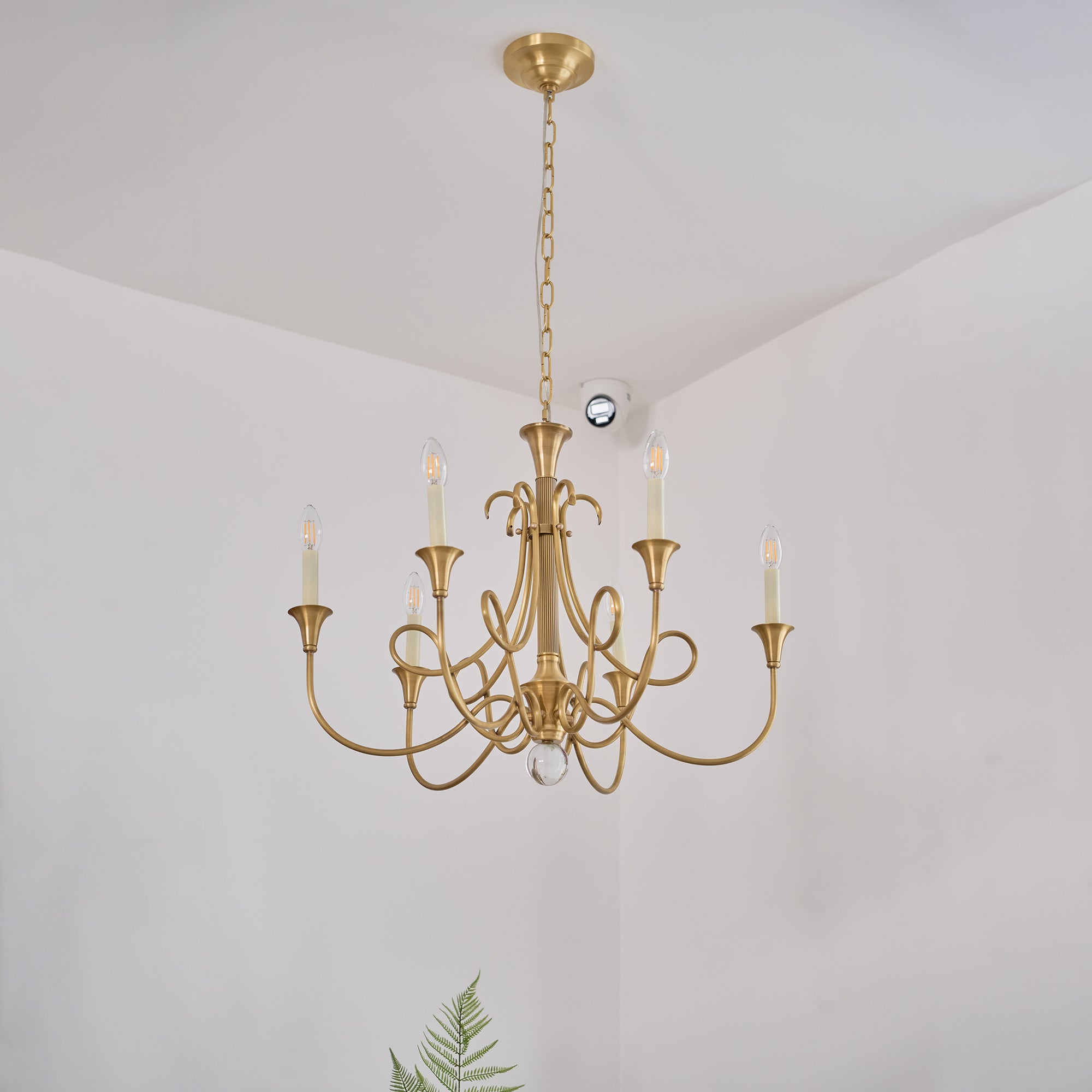 Efra Chandelier Brass Double Twist Candelabra Crystal-Neutral Decor