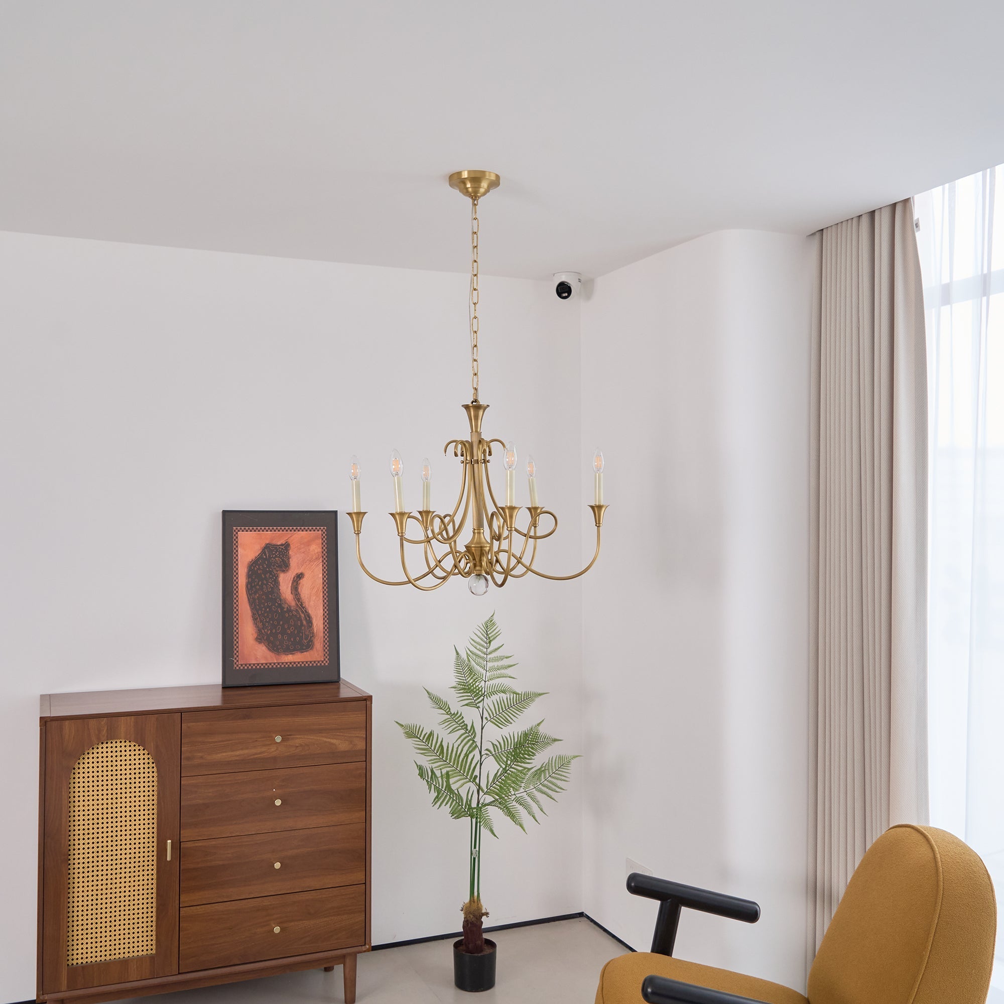 Efra Chandelier Brass Double Twist Candelabra Crystal-Neutral Decor