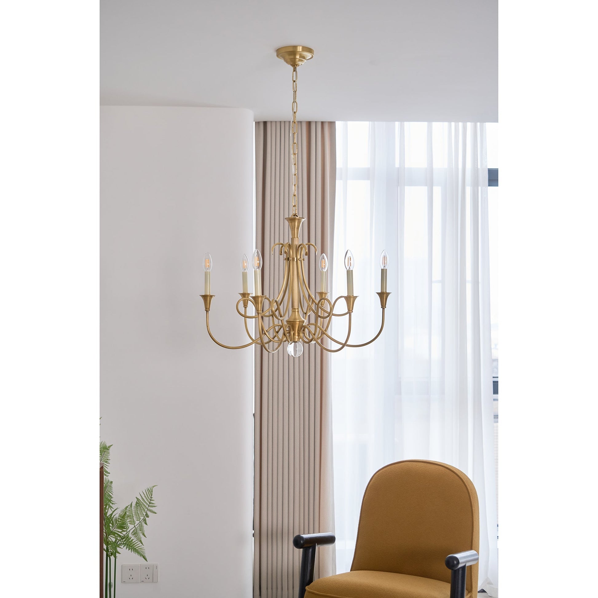 Efra Chandelier Brass Double Twist Candelabra Crystal-Neutral Decor