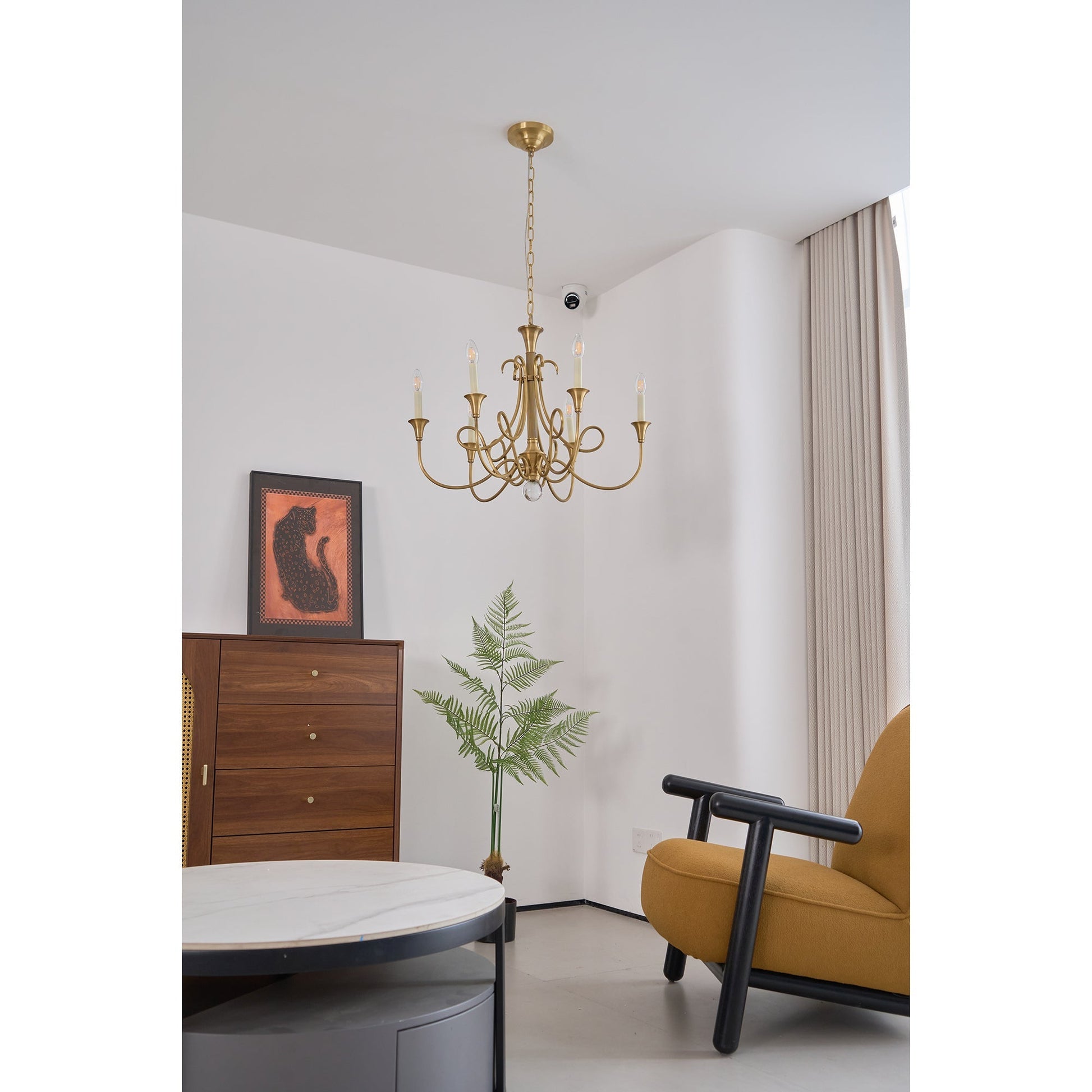 Efra Chandelier Brass Double Twist Candelabra Crystal-Neutral Decor