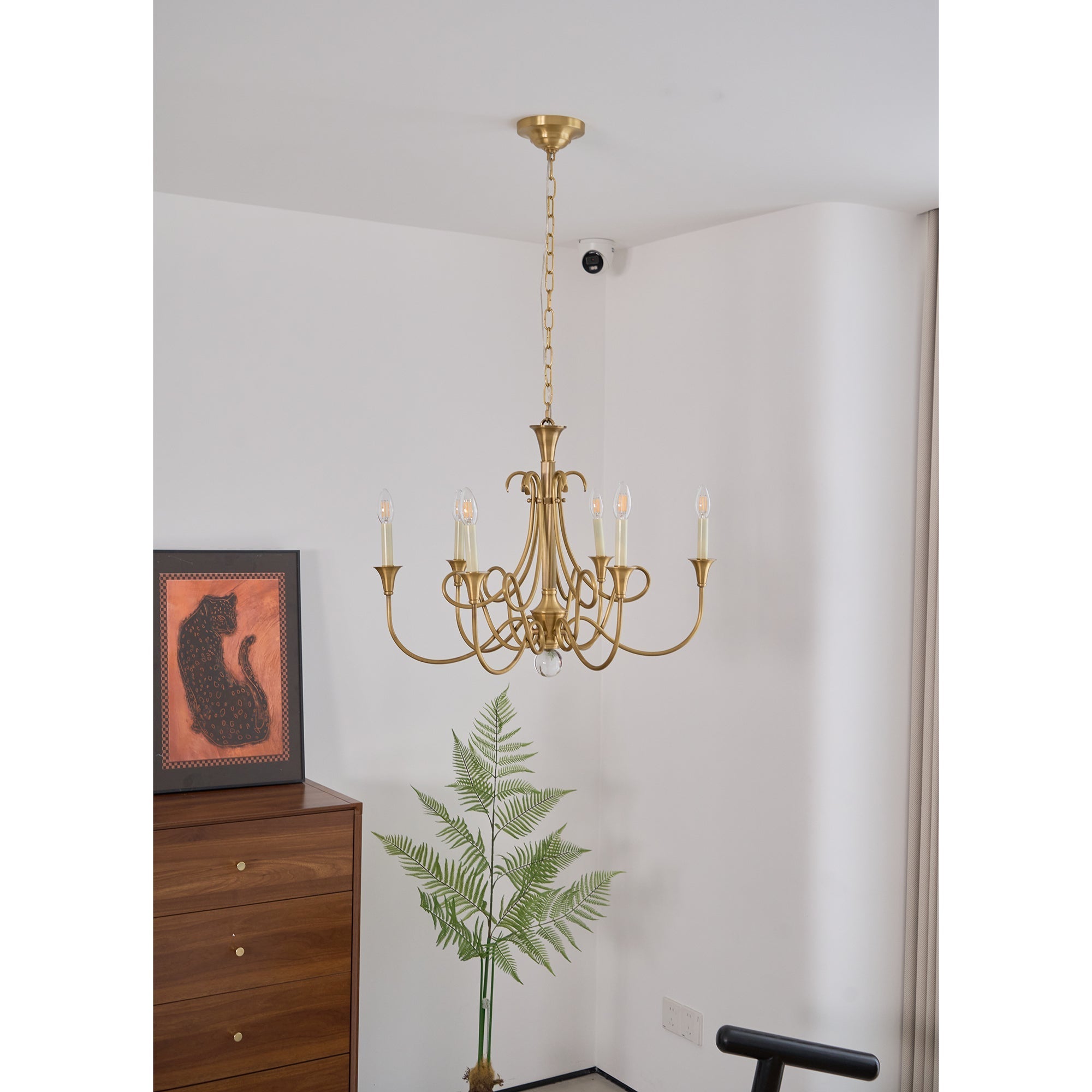 Efra Chandelier Brass Double Twist Candelabra Crystal-Neutral Decor