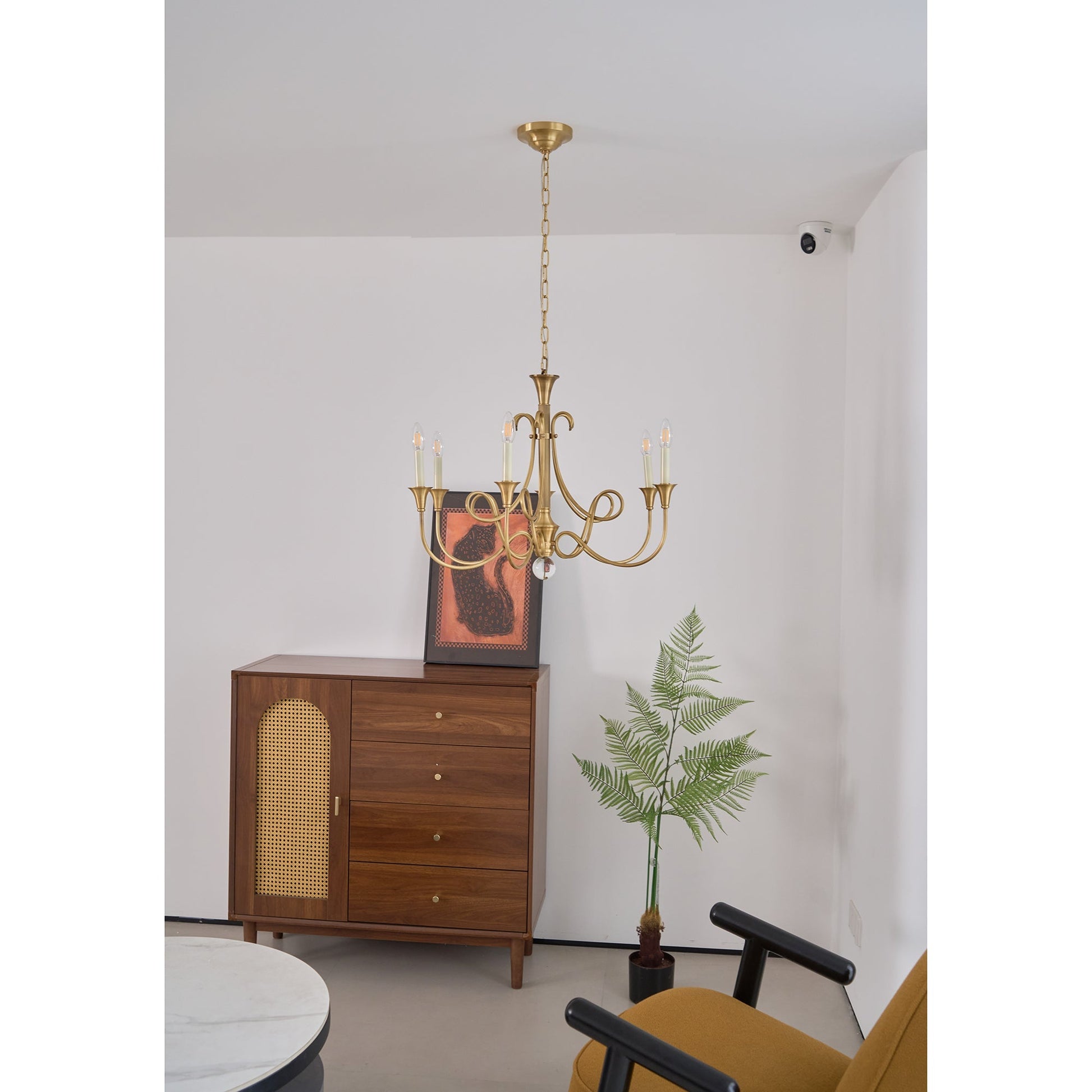 Efra Chandelier Brass Double Twist Candelabra Crystal-Neutral Decor