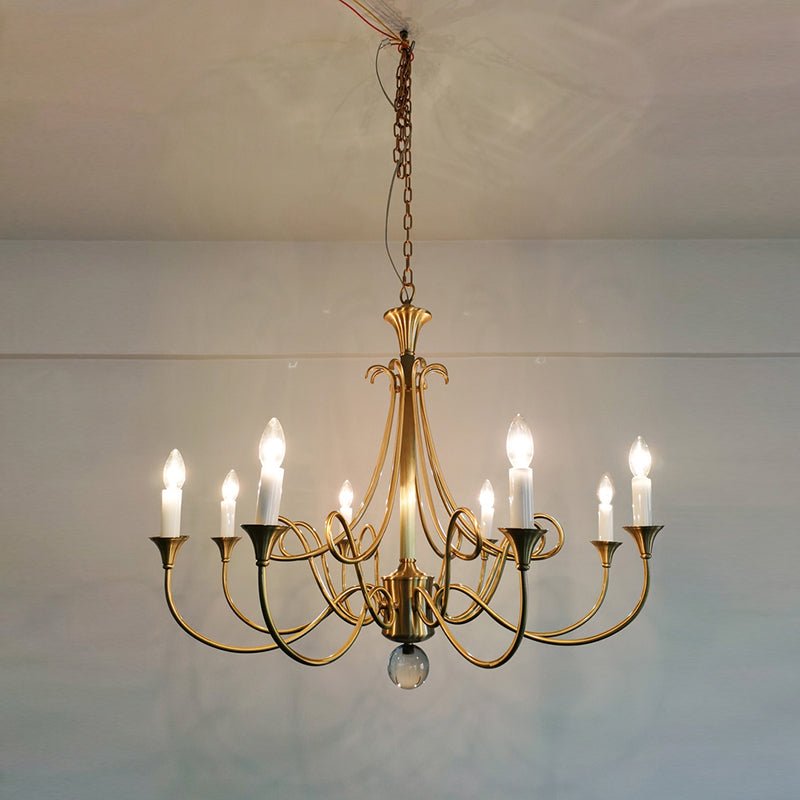 Efra Chandelier Brass Double Twist Candelabra Crystal-Neutral Decor
