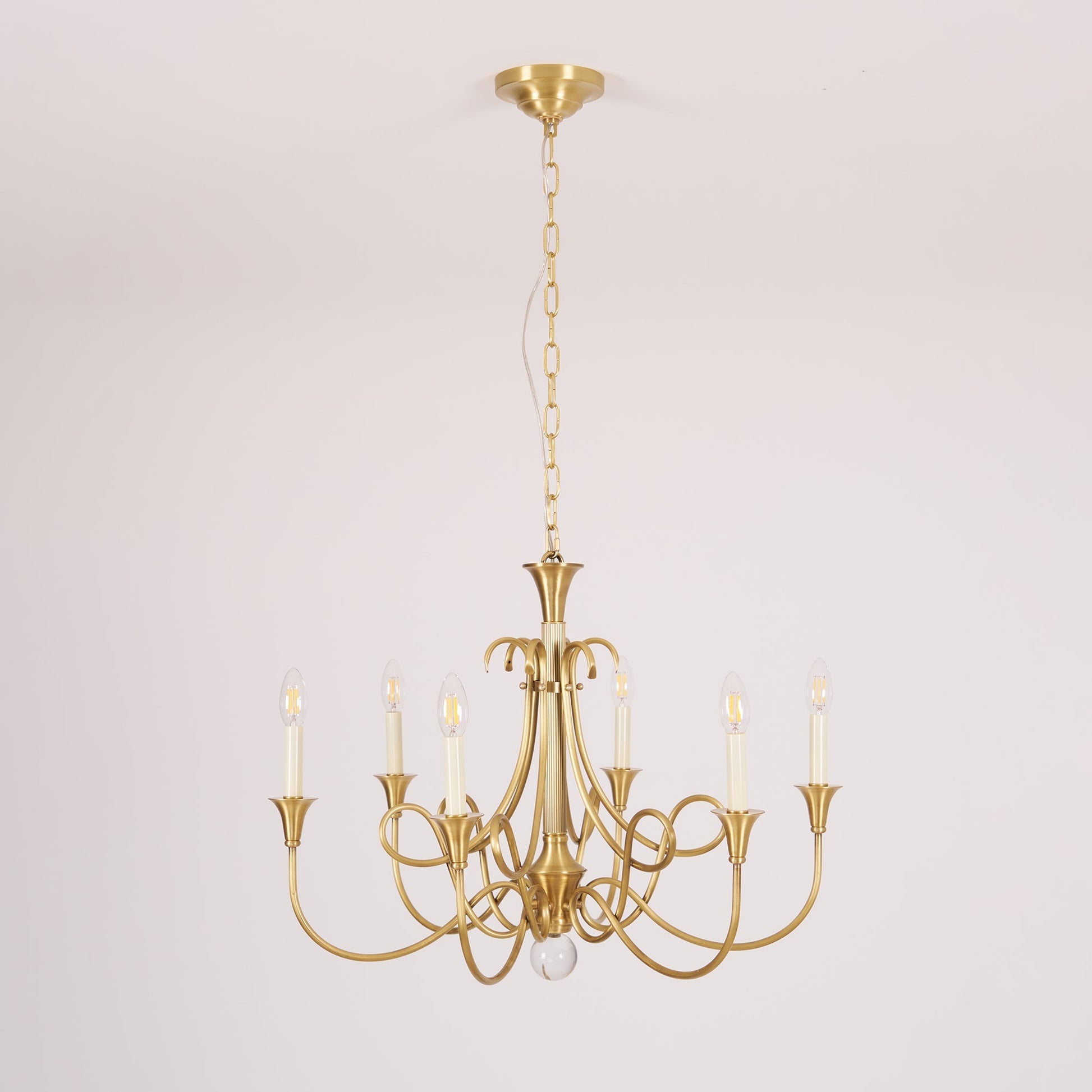 Efra Chandelier Brass Double Twist Candelabra Crystal-Neutral Decor