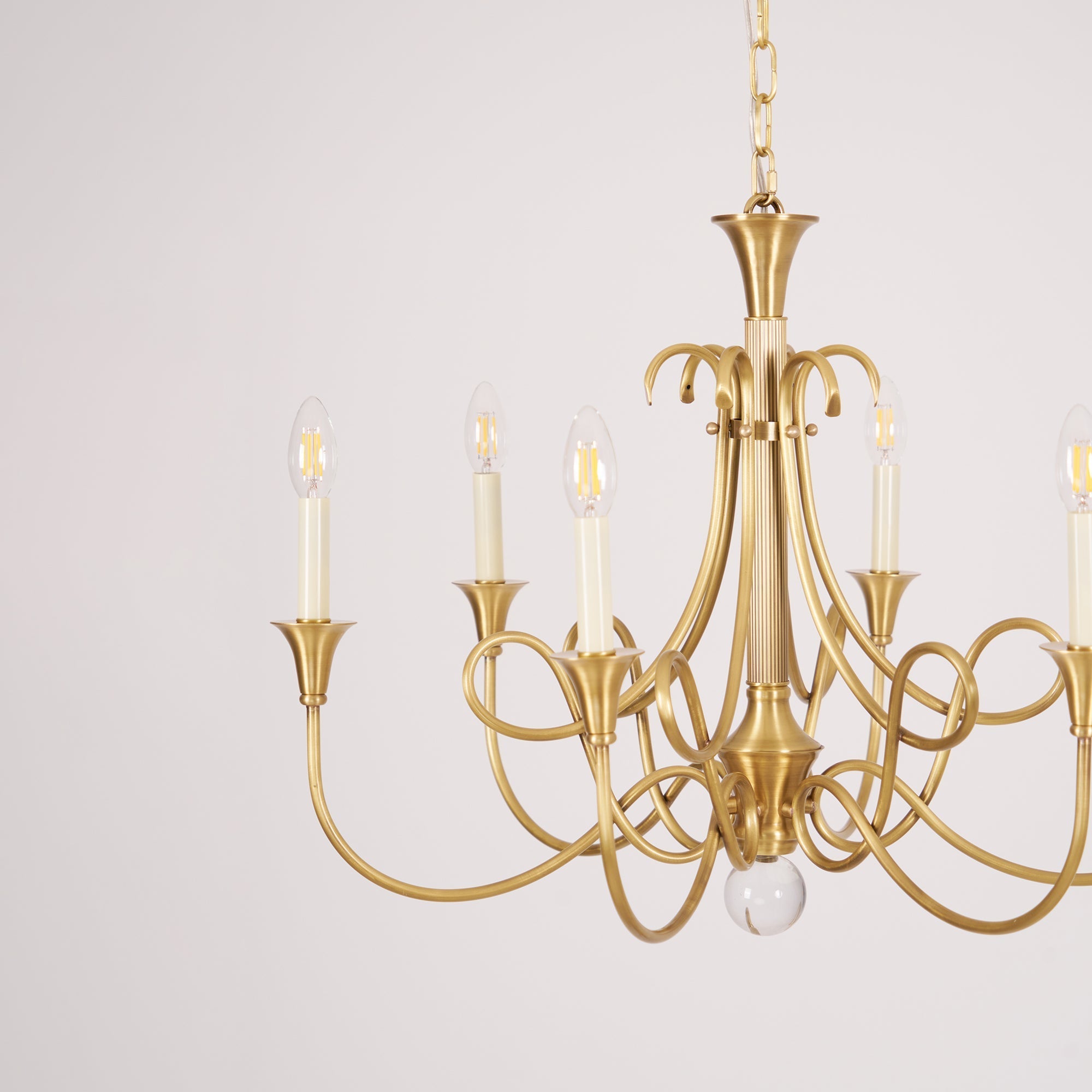 Efra Chandelier Brass Double Twist Candelabra Crystal-Neutral Decor