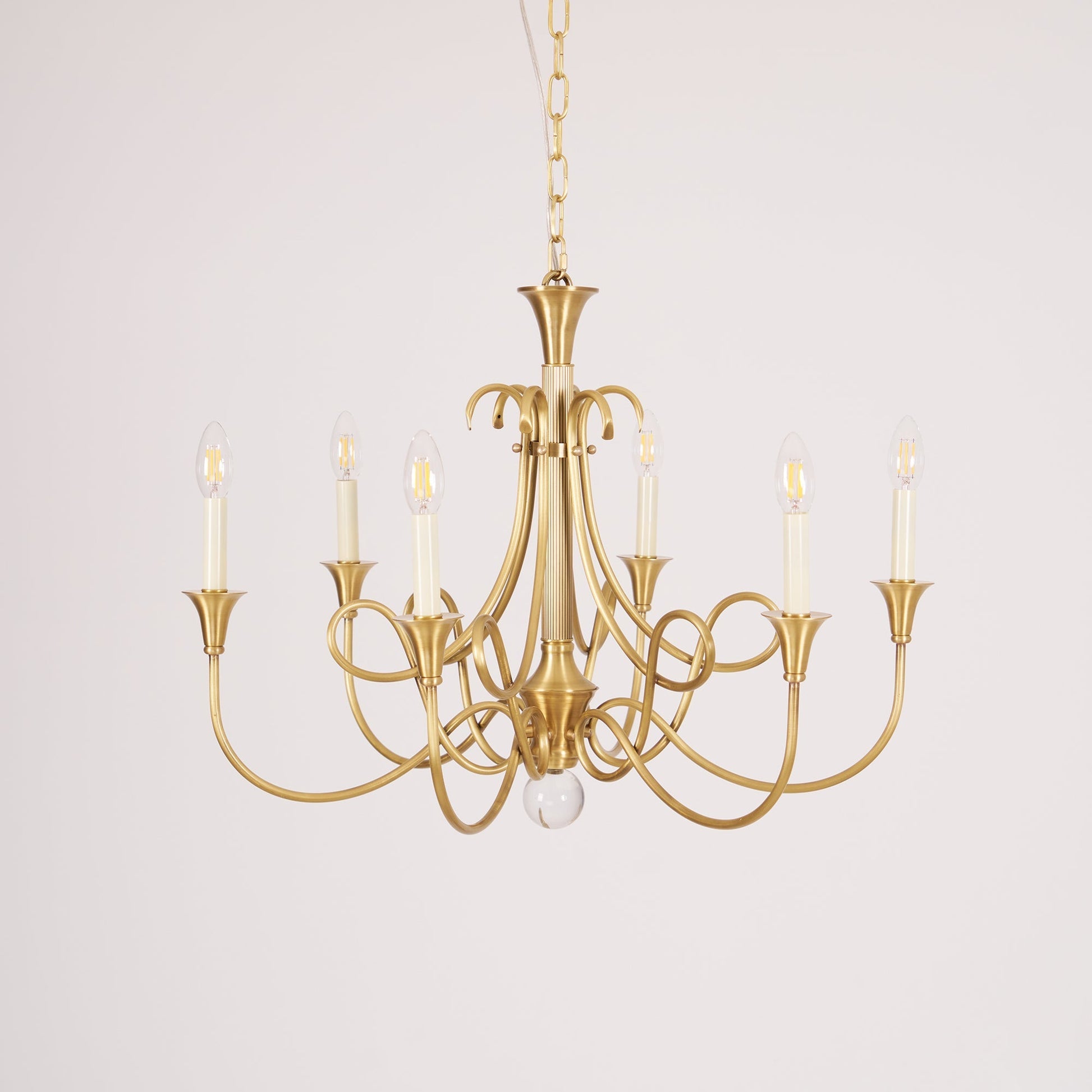 Efra Chandelier Brass Double Twist Candelabra Crystal-Neutral Decor