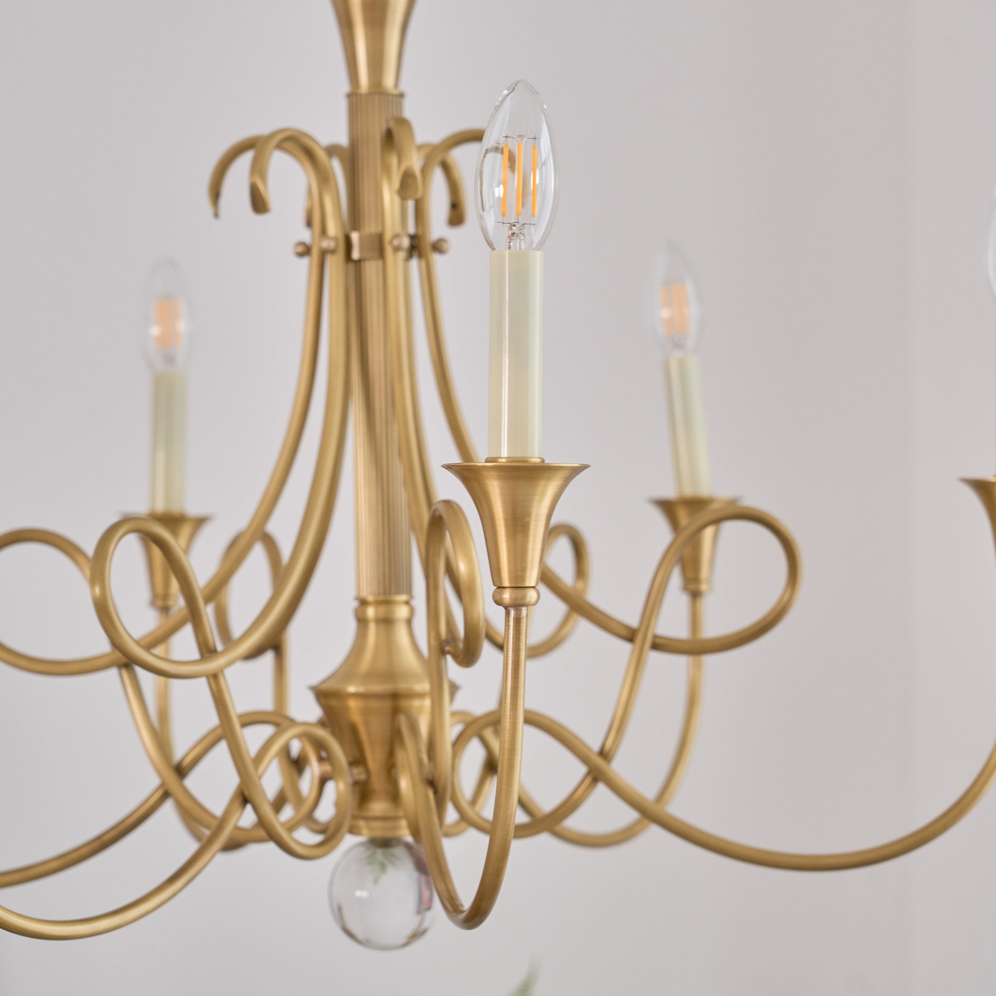 Efra Chandelier Brass Double Twist Candelabra Crystal-Neutral Decor