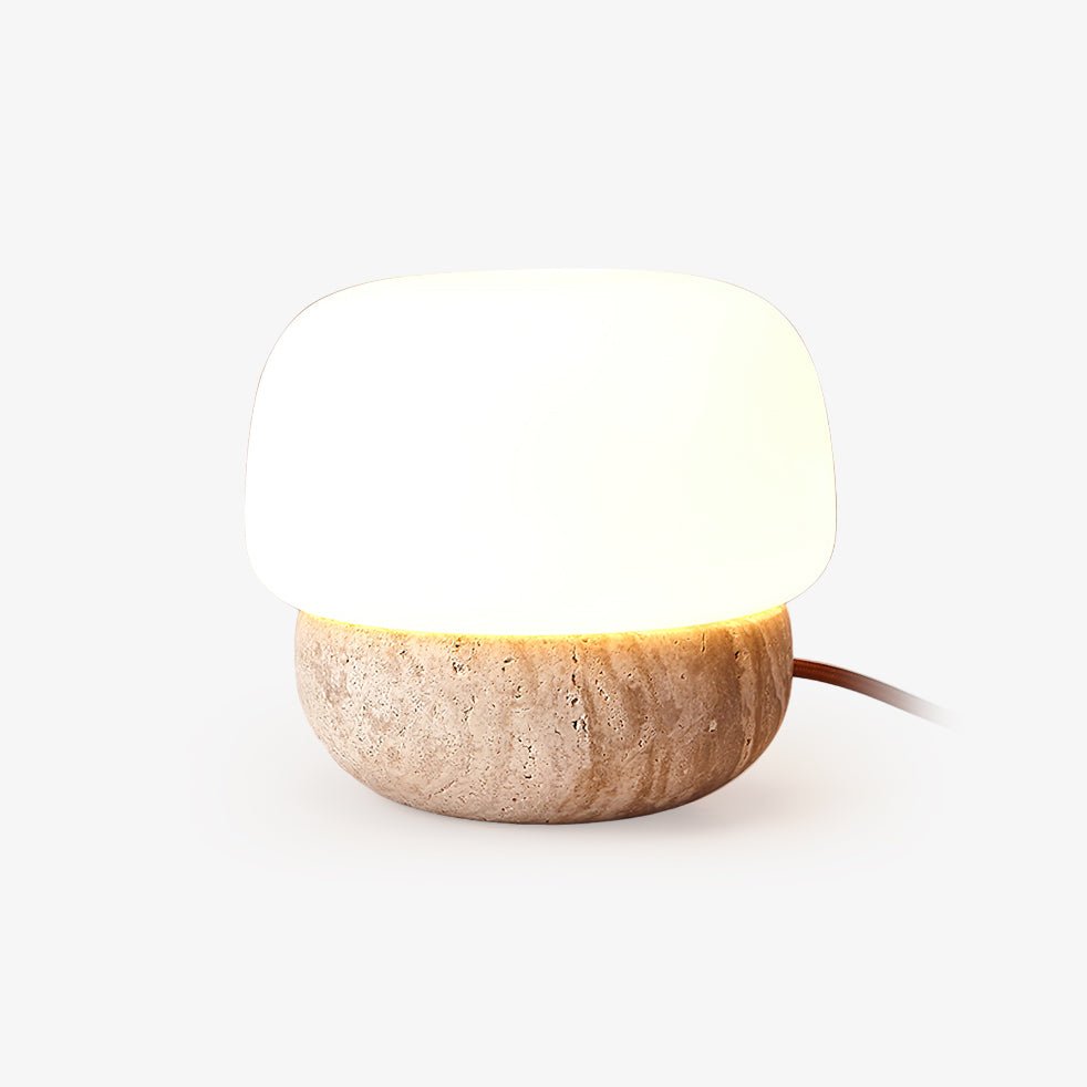 Eldoreth Dome Base Travertine Table Lamp-Neutral Decor