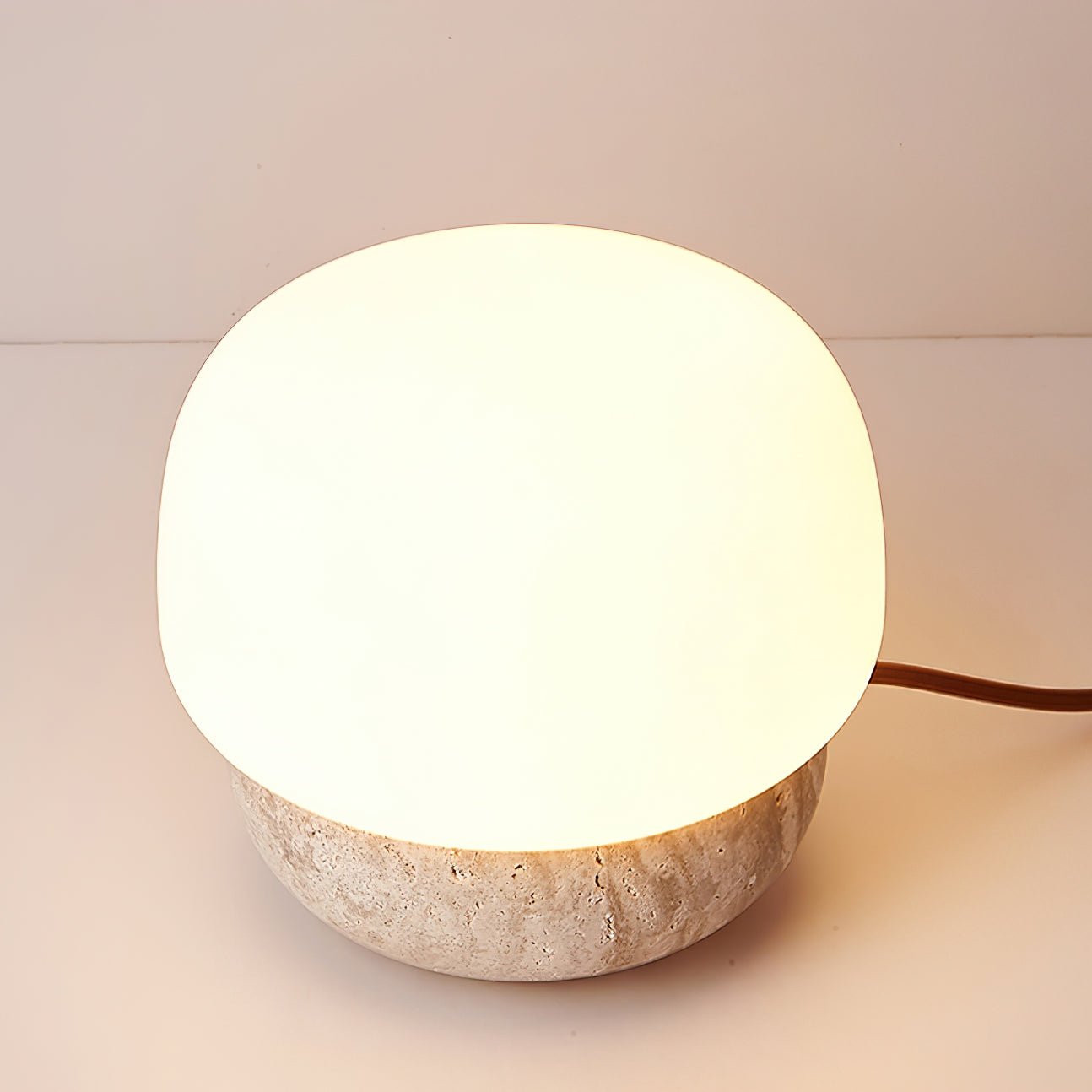 Eldoreth Dome Base Travertine Table Lamp-Neutral Decor