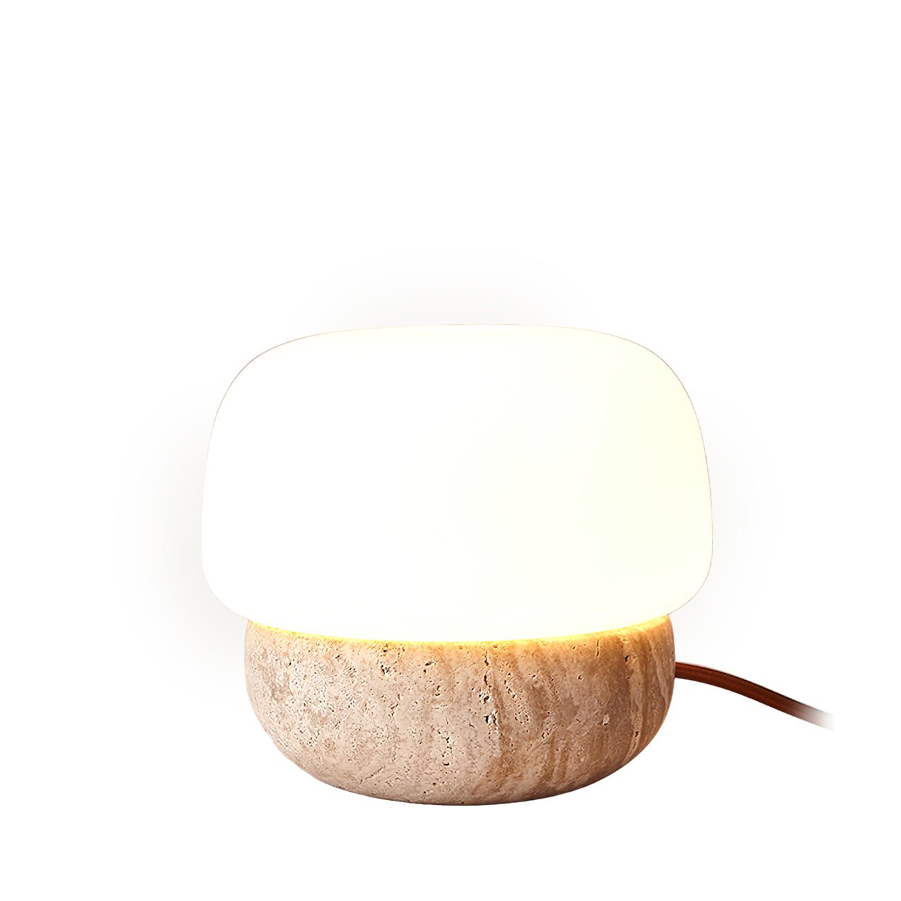 Eldoreth Dome Base Travertine Table Lamp-Neutral Decor