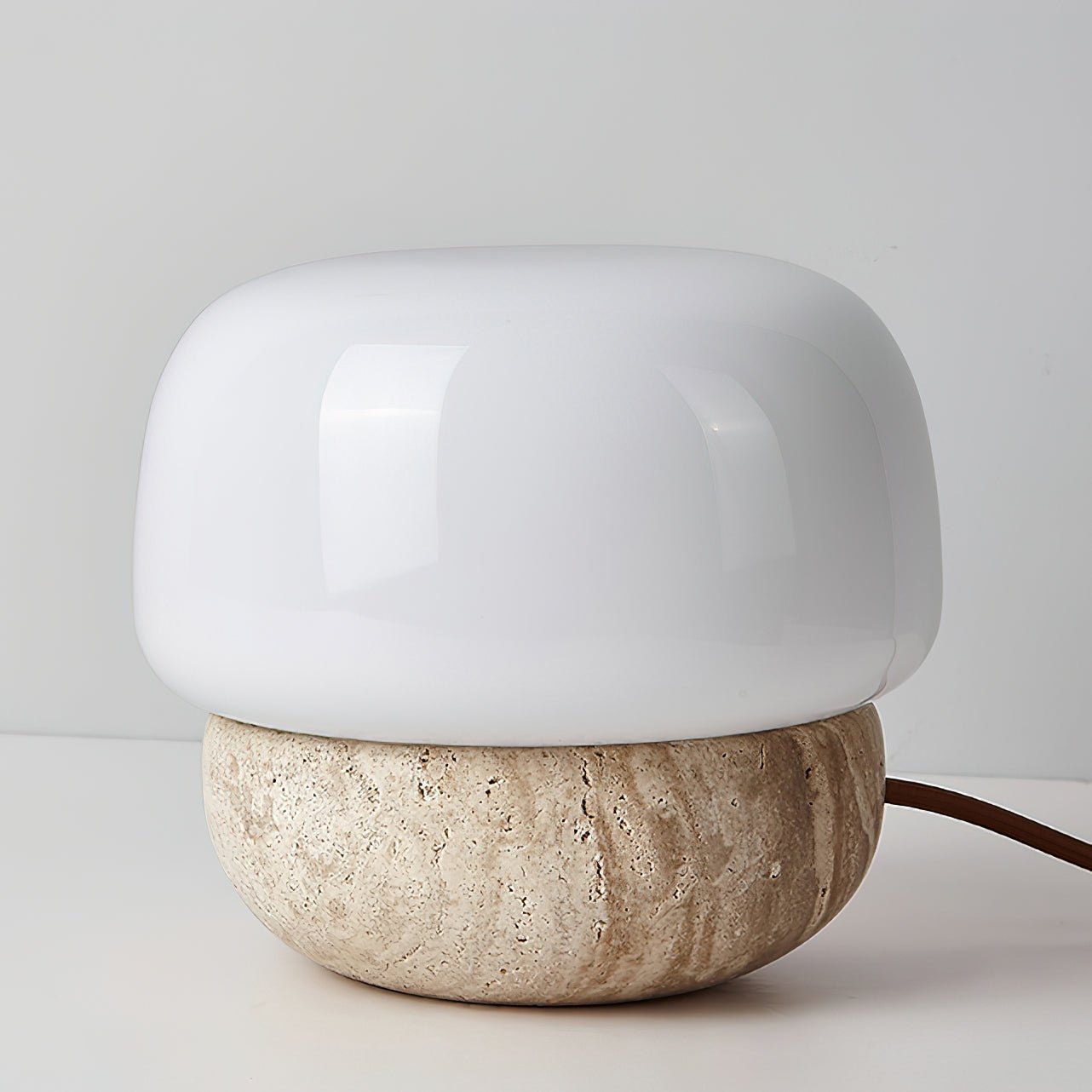 Eldoreth Dome Base Travertine Table Lamp-Neutral Decor