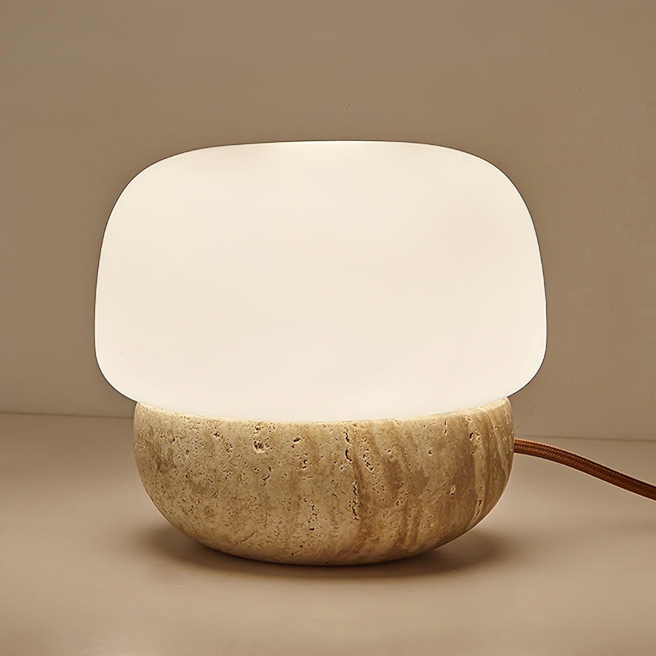 Eldoreth Dome Base Travertine Table Lamp-Neutral Decor