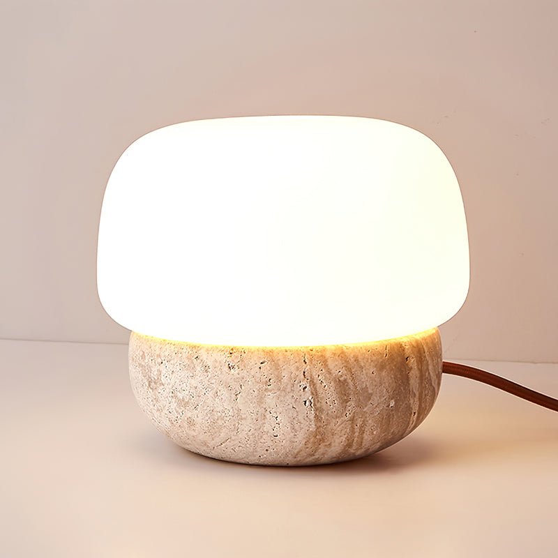 Eldoreth Dome Base Travertine Table Lamp-Neutral Decor
