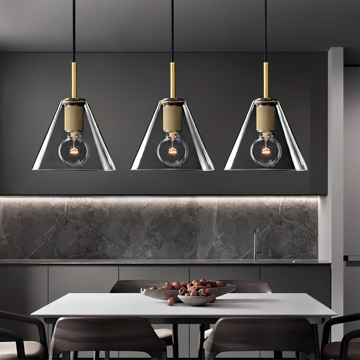 Pendant Lamp Brass Minimalist Metal Fixture for Dining or Kitchen