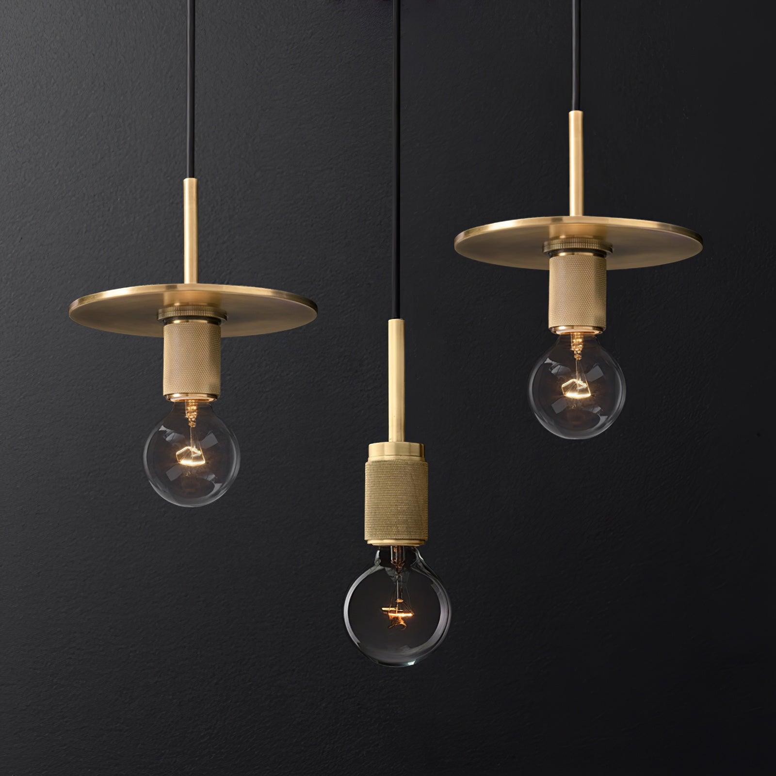 Pendant Lamp Brass Minimalist Metal Fixture for Dining or Kitchen