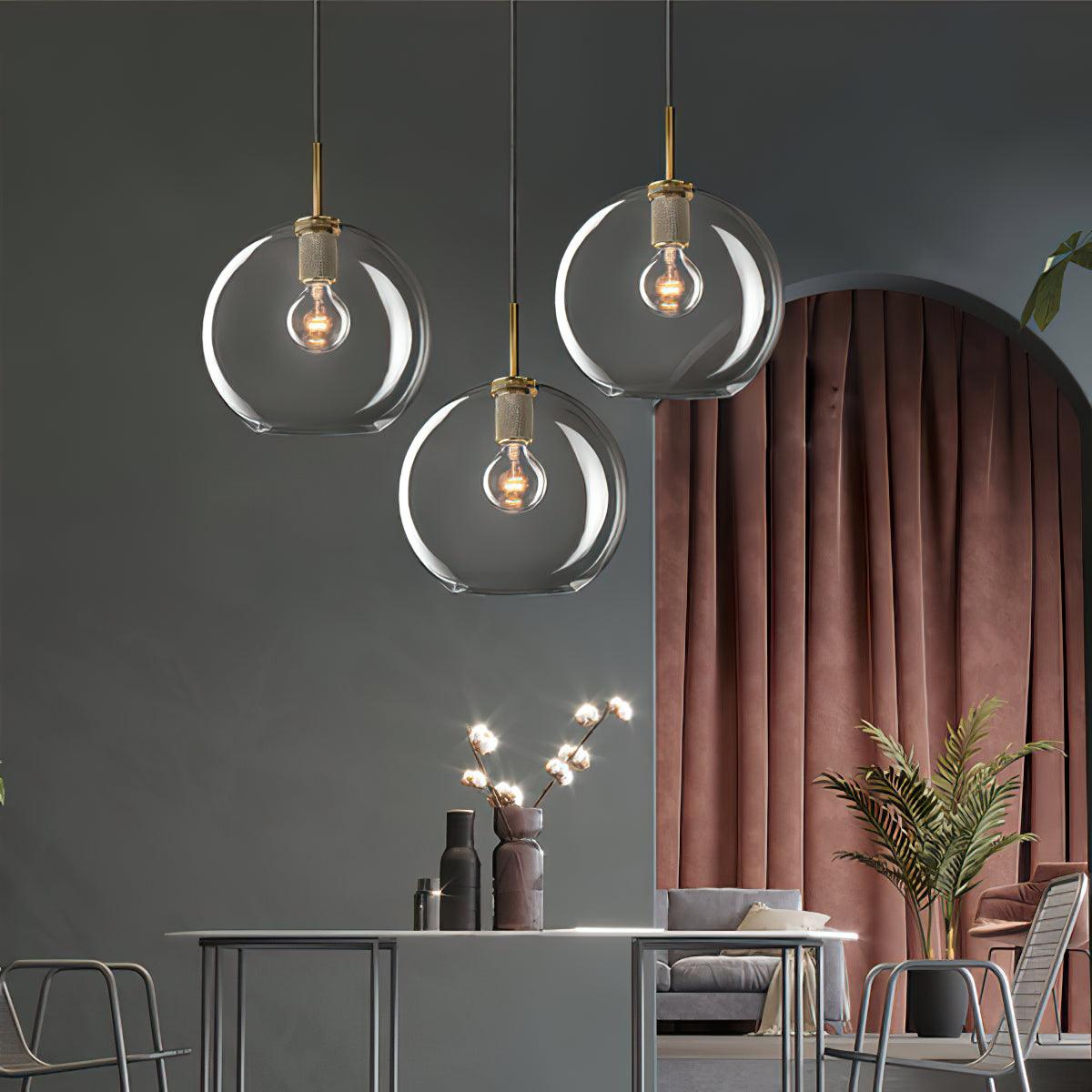 Pendant Lamp Brass Minimalist Metal Fixture for Dining or Kitchen