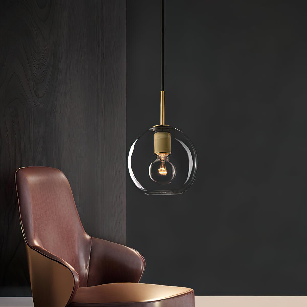 Pendant Lamp Brass Minimalist Metal Fixture for Dining or Kitchen
