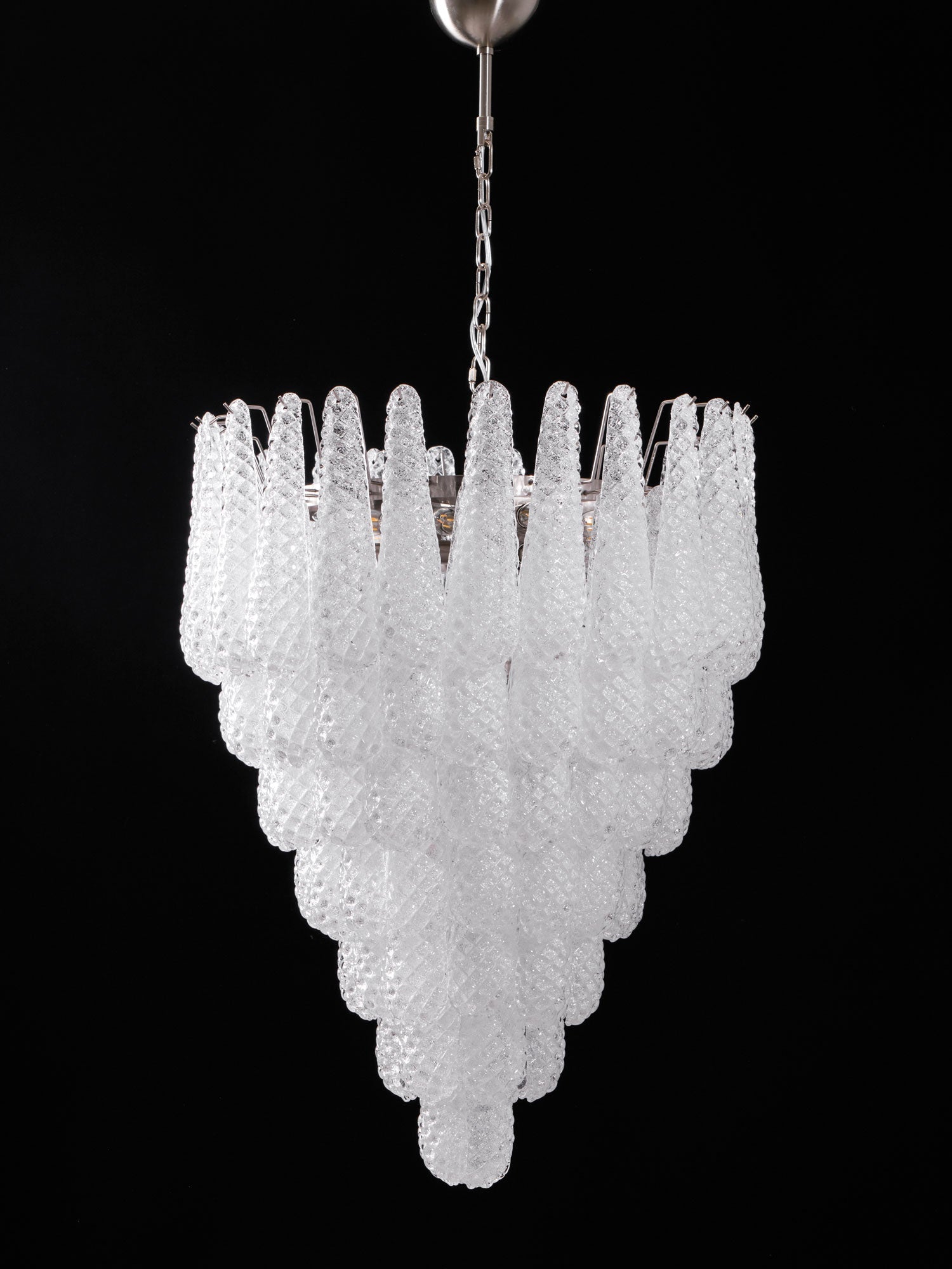 Aurora Chandelier Clear Droplets Murano Glass Waterfall Diamond-Neutral Decor