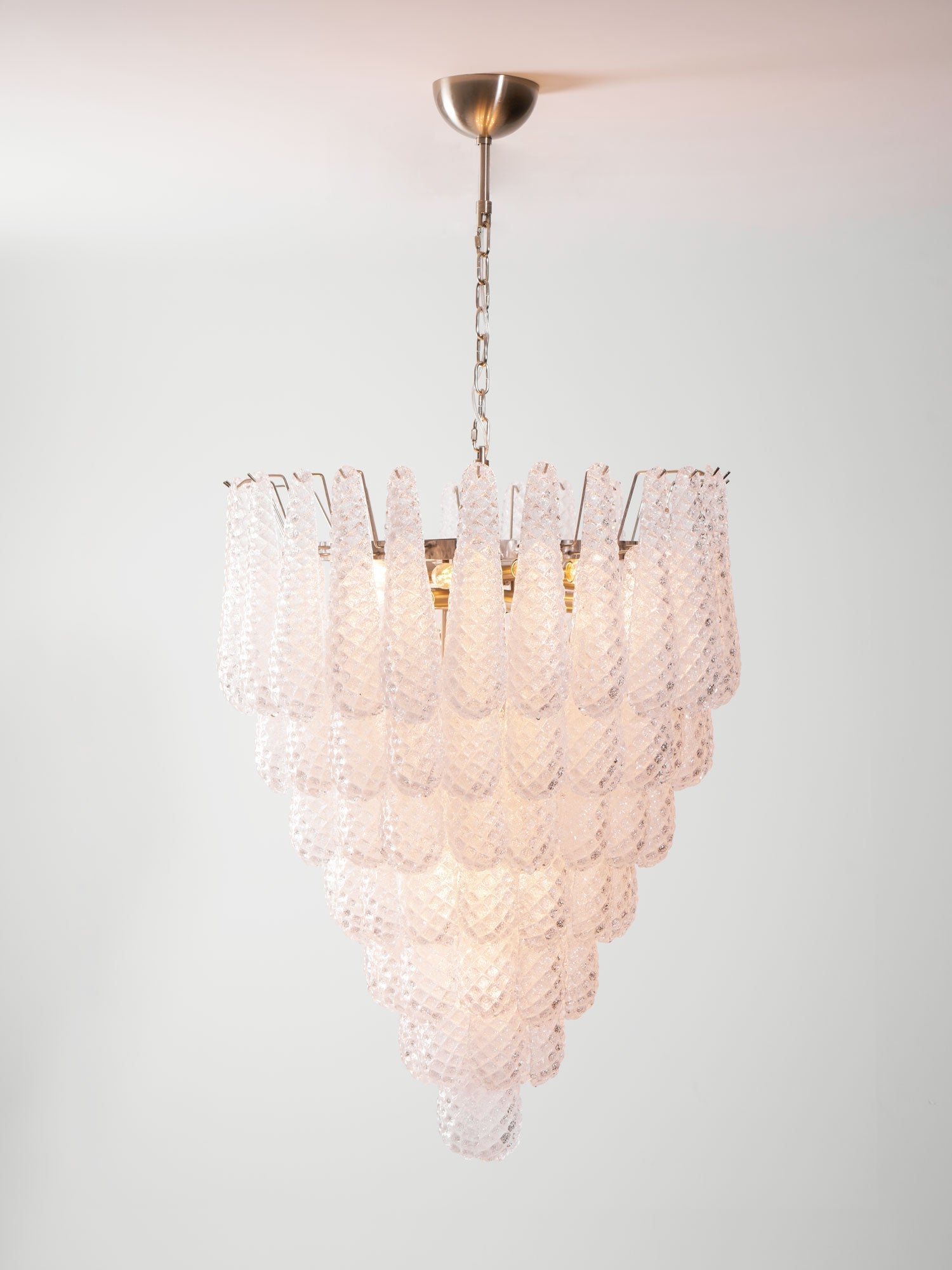 Aurora Chandelier Clear Droplets Murano Glass Waterfall Diamond-Neutral Decor