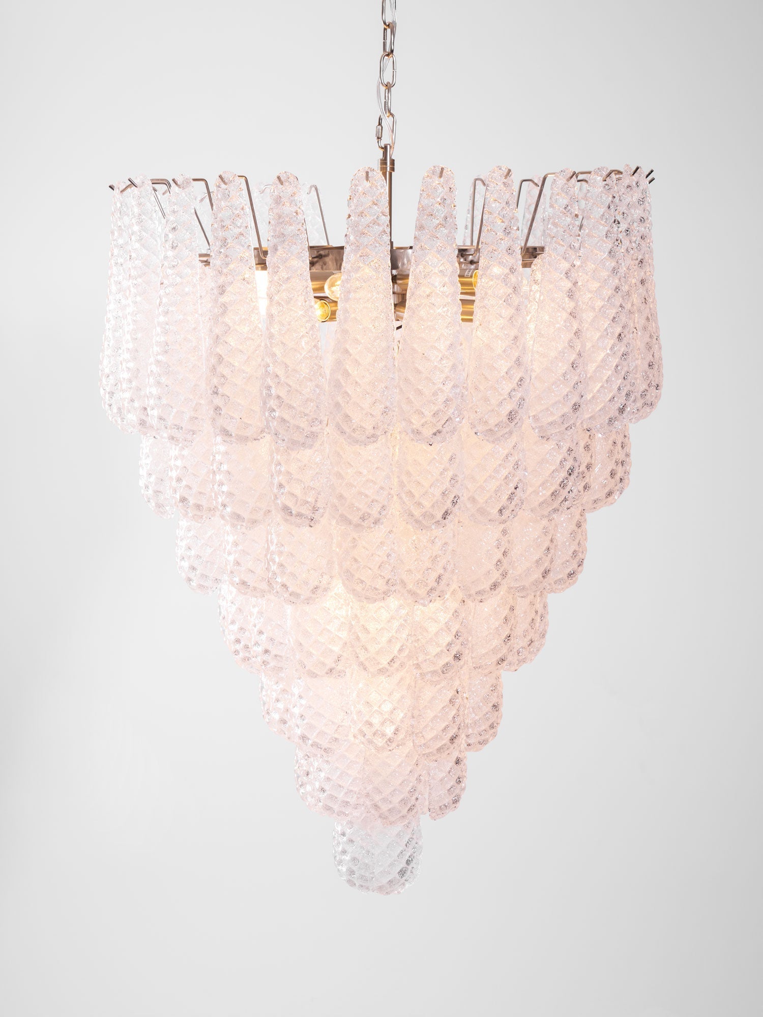 Aurora Chandelier Clear Droplets Murano Glass Waterfall Diamond-Neutral Decor