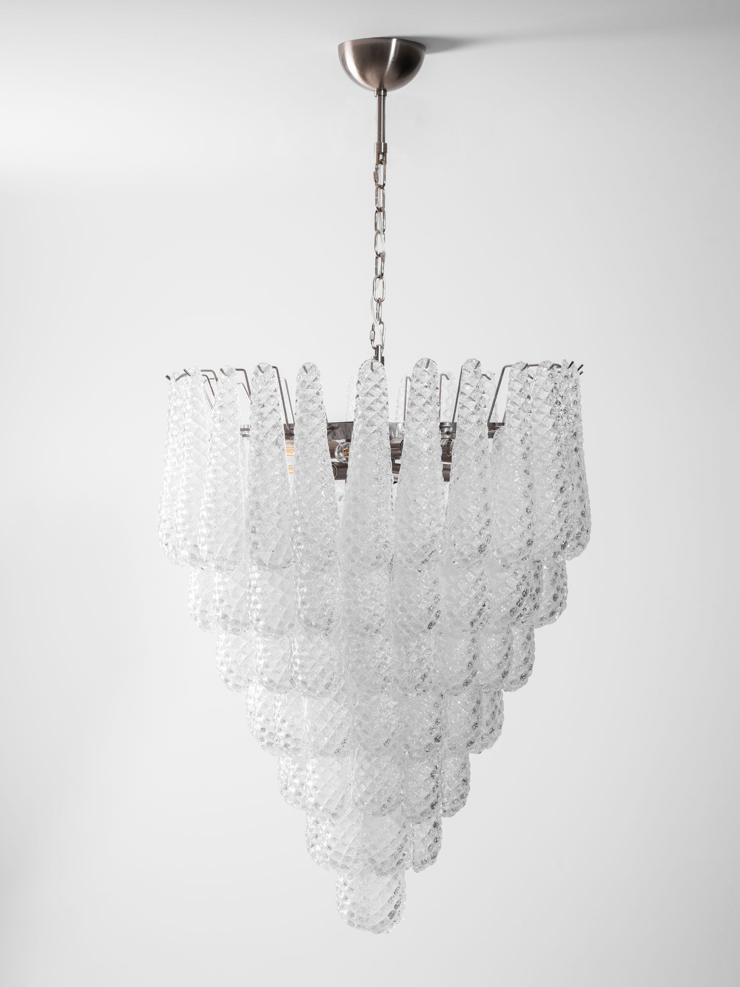Aurora Chandelier Clear Droplets Murano Glass Waterfall Diamond-Neutral Decor