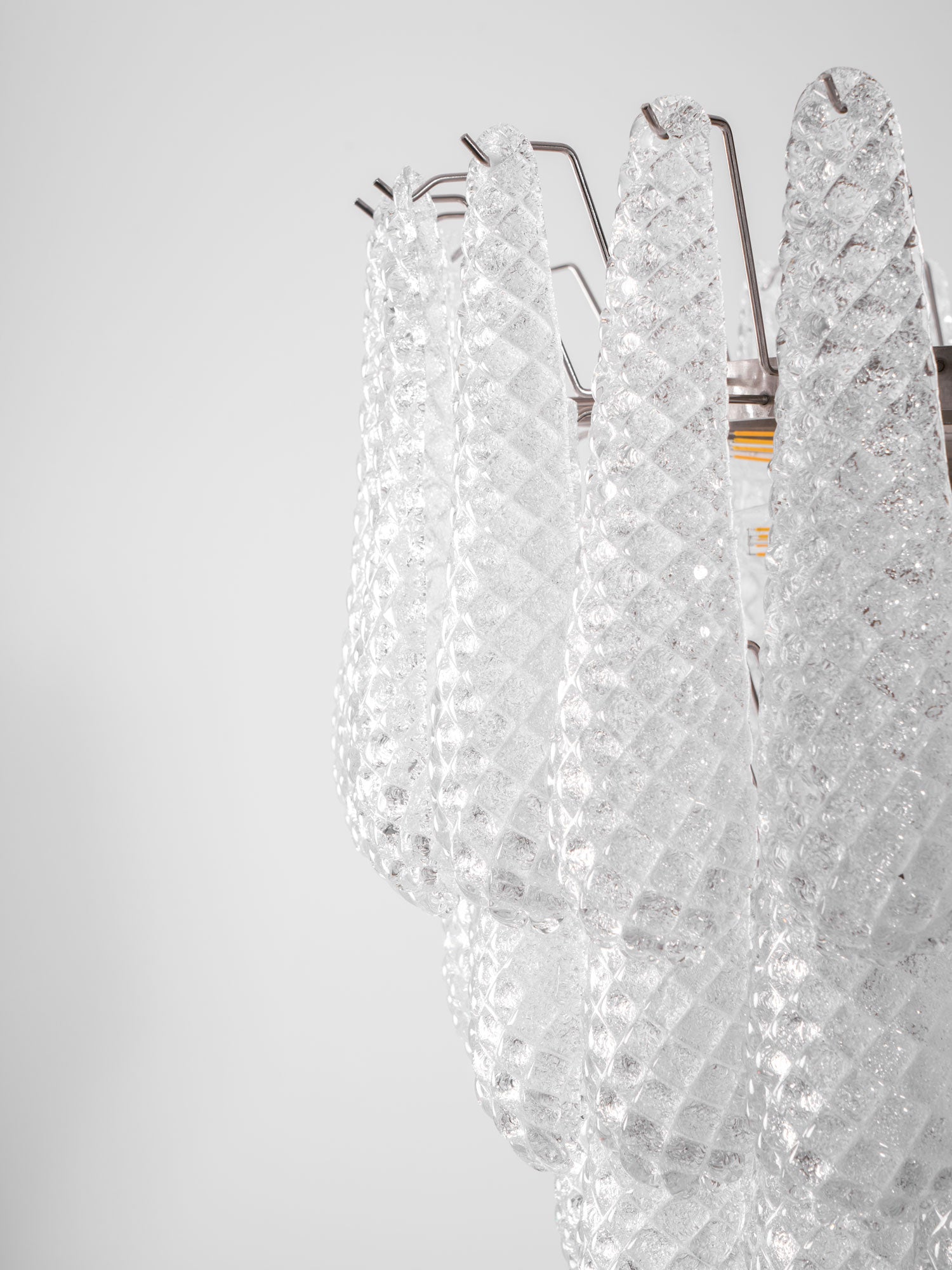 Aurora Chandelier Clear Droplets Murano Glass Waterfall Diamond-Neutral Decor