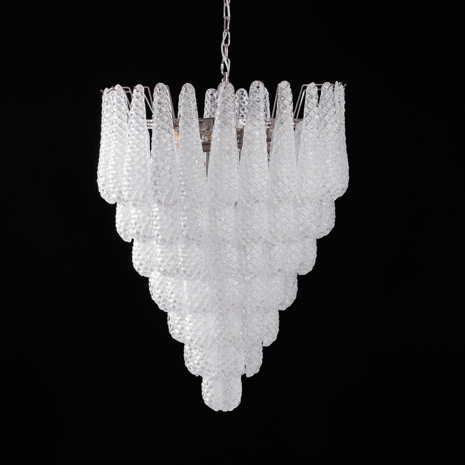 Aurora Chandelier Clear Droplets Murano Glass Waterfall Diamond-Neutral Decor