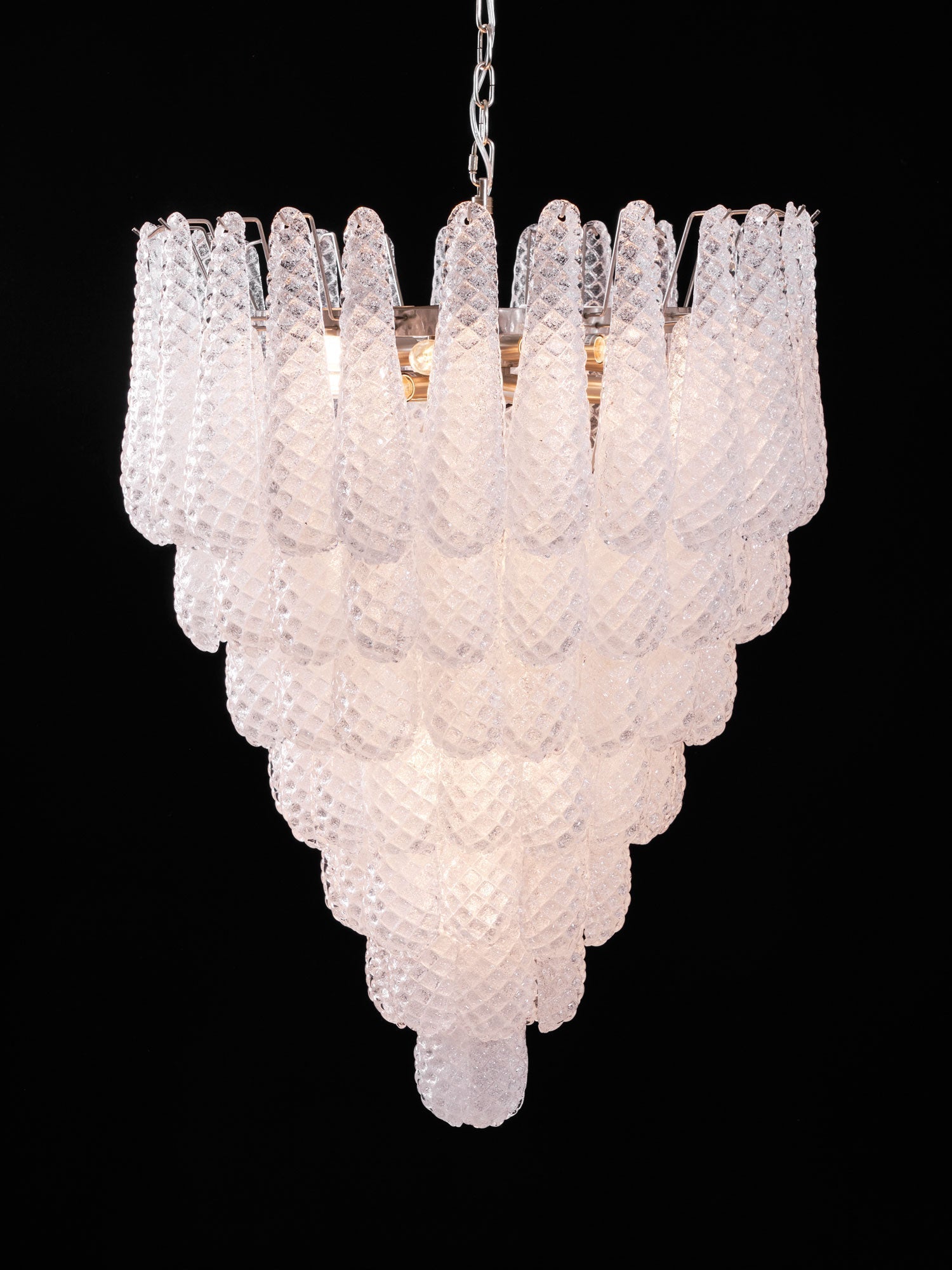 Aurora Chandelier Clear Droplets Murano Glass Waterfall Diamond-Neutral Decor