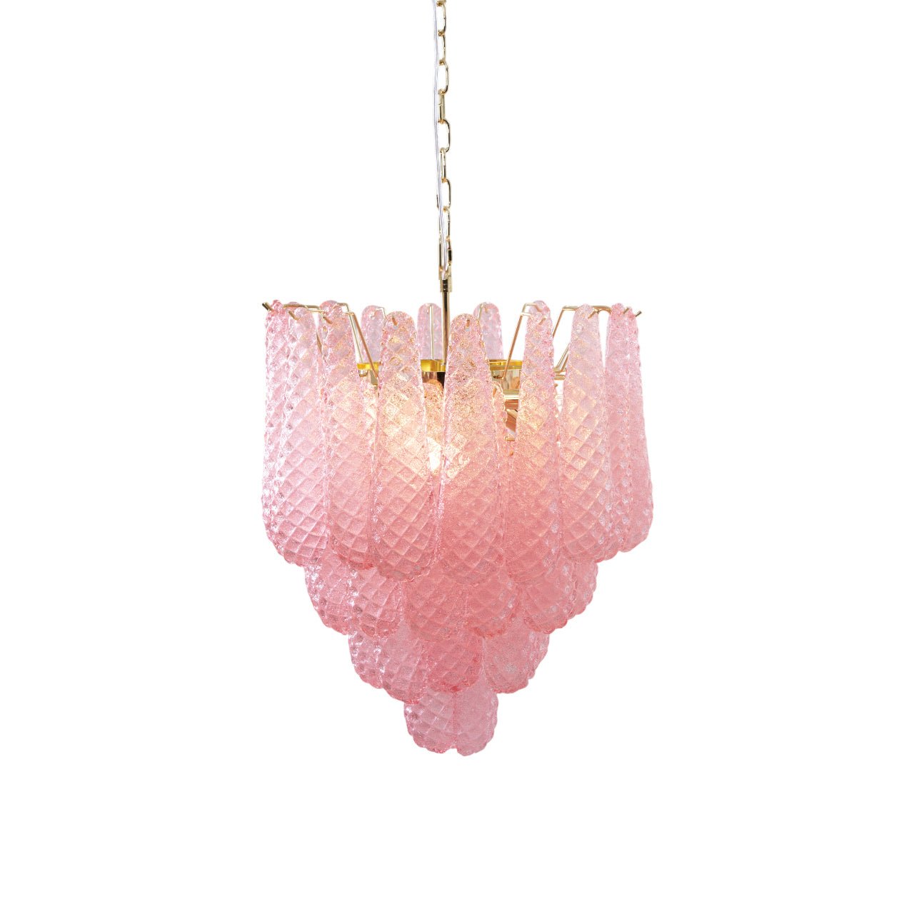 Aurora Chandelier Pink Droplet Murano Glass Diamond Pattern Waterfall-Neutral Decor